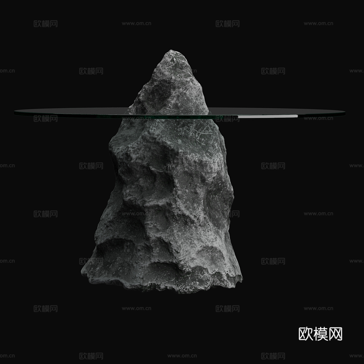 现代意式石头茶几 玻璃茶几3d模型