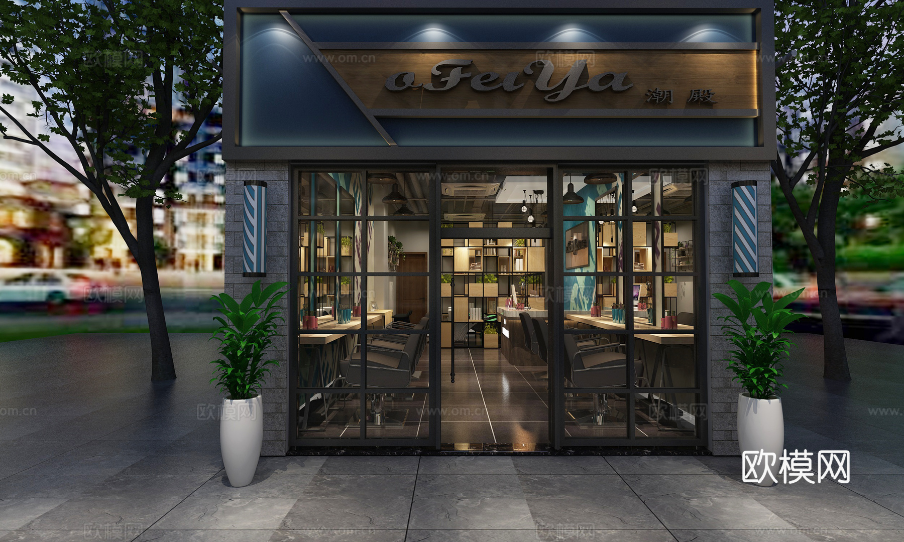 工业风理发店3d模型