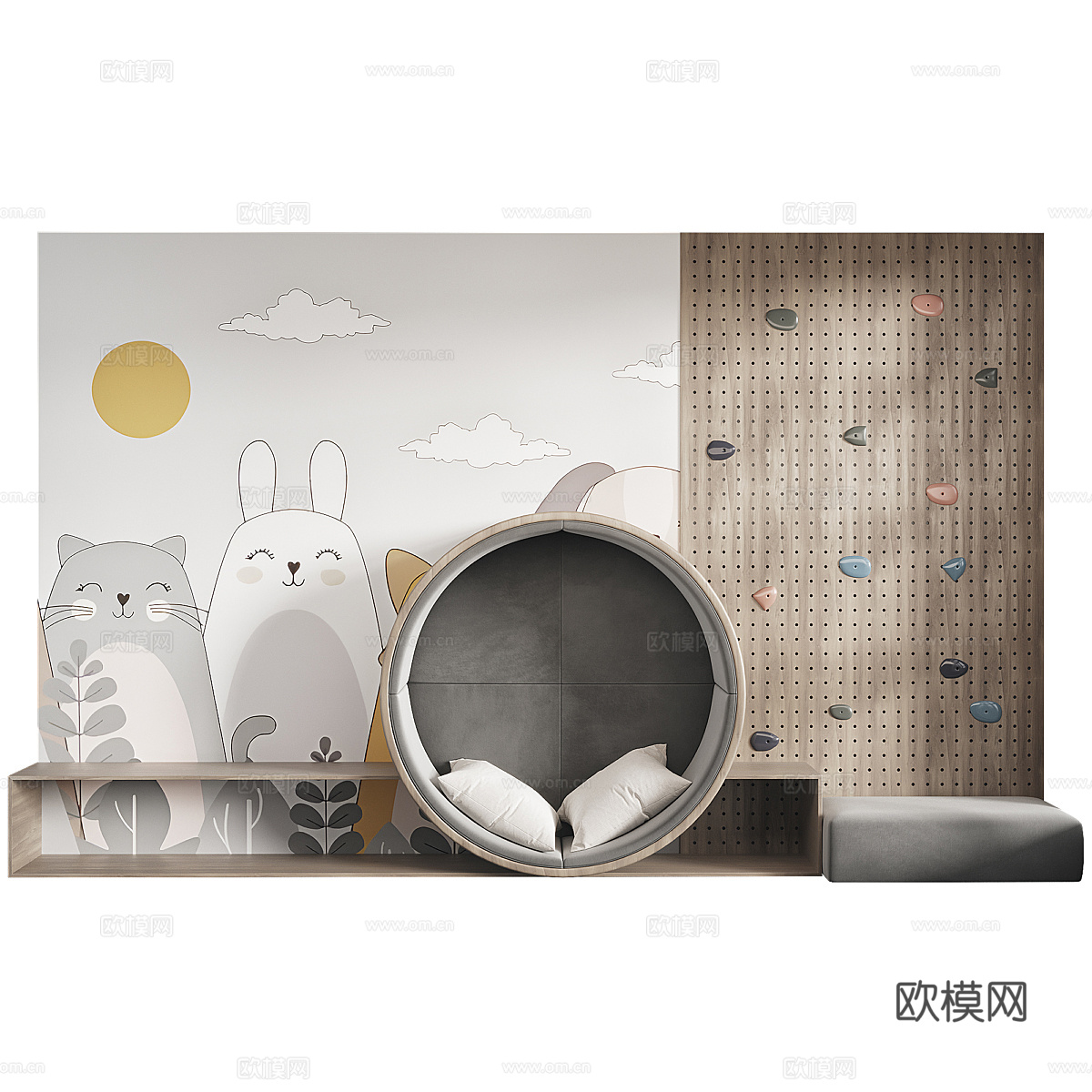 儿童区 攀岩墙 座垫3d模型