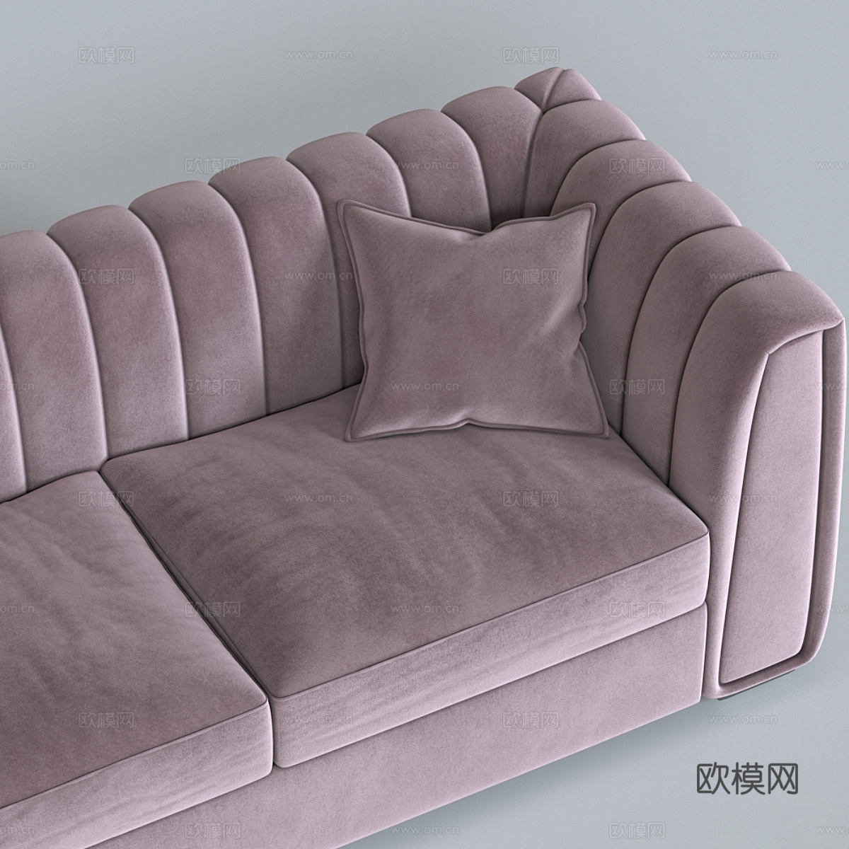 现代意式双人布艺休闲沙发3d模型