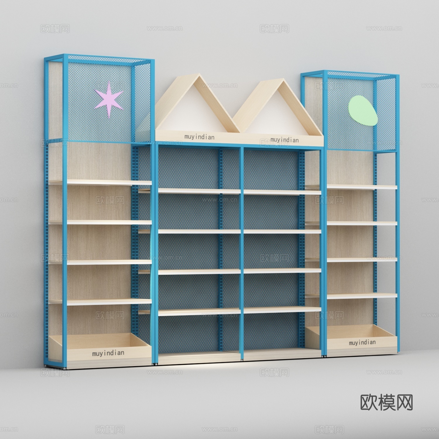 母婴店靠墙单面货架3d模型