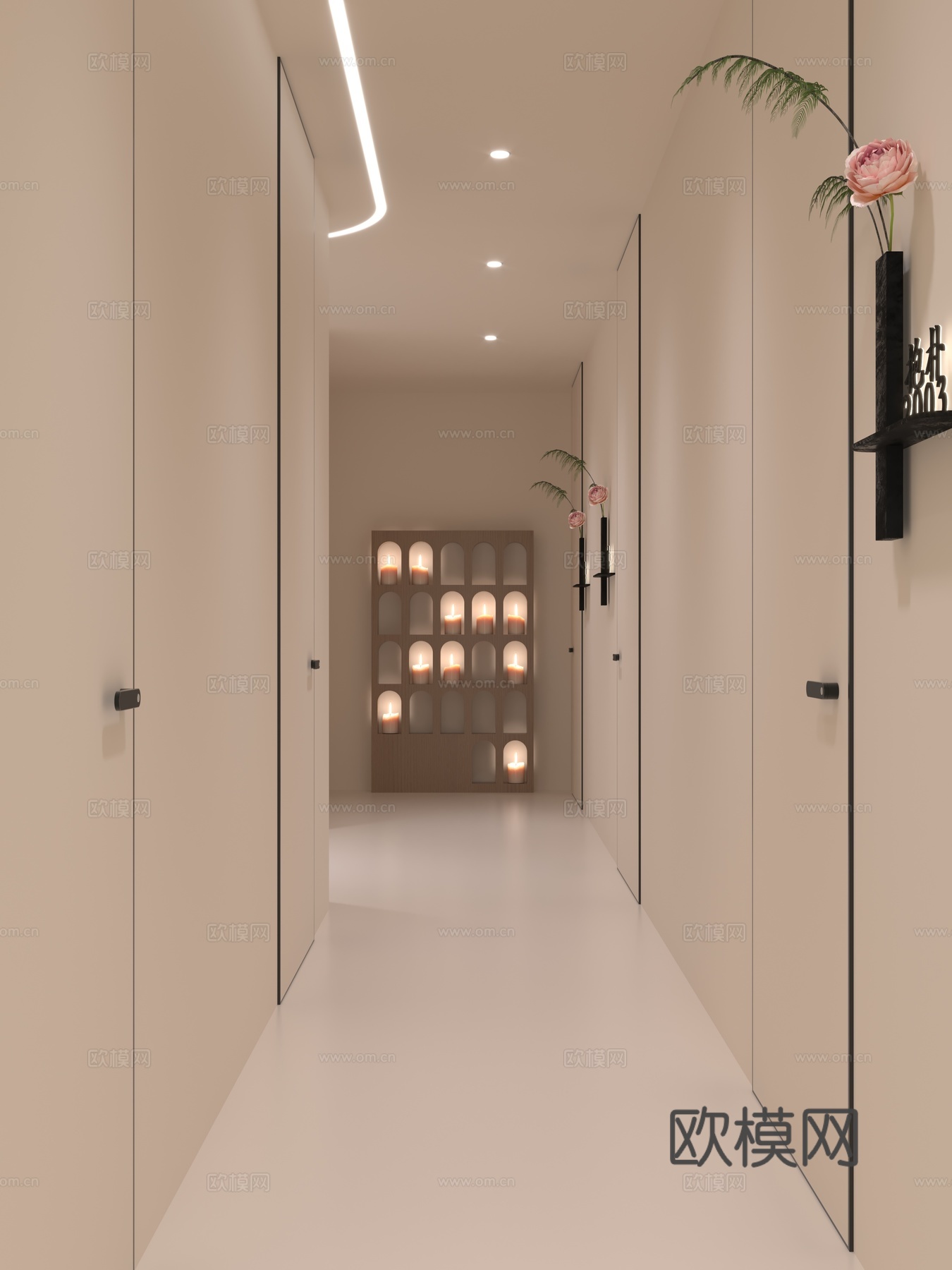 现代美容_店3D模型美容院接待台休息区楼梯景观区3D模型3d模型