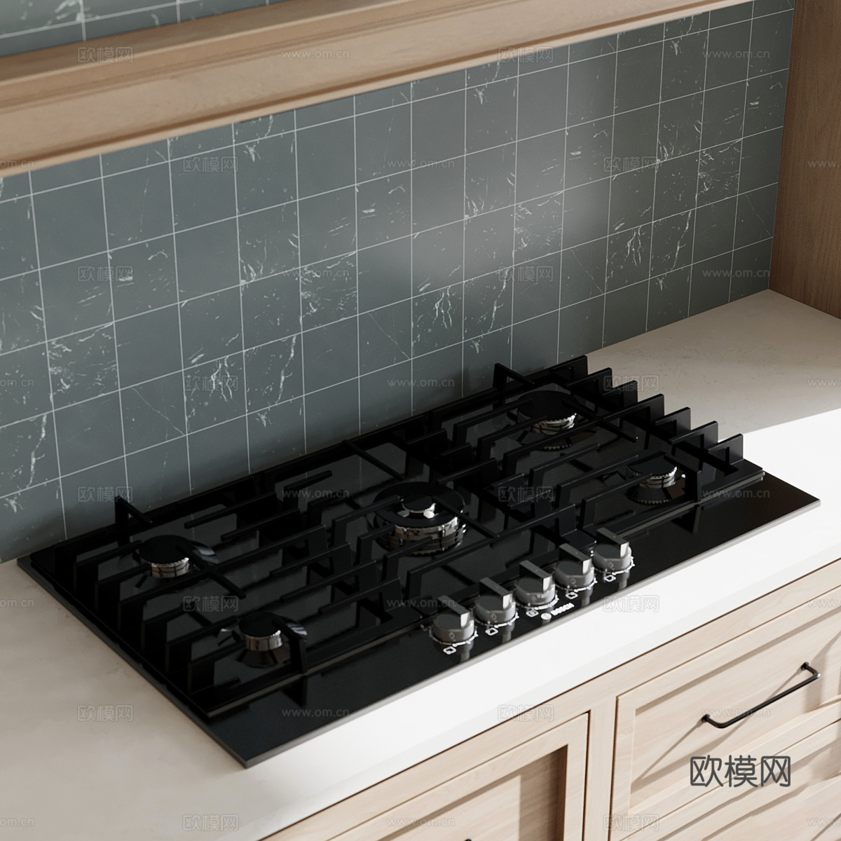 新中式橱柜 岛台3d模型