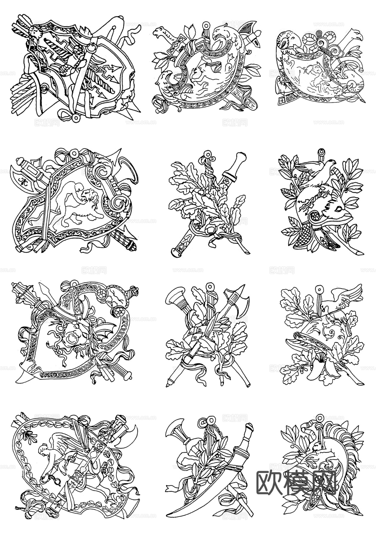 黑白凹凸  装饰花纹  古典花纹下载