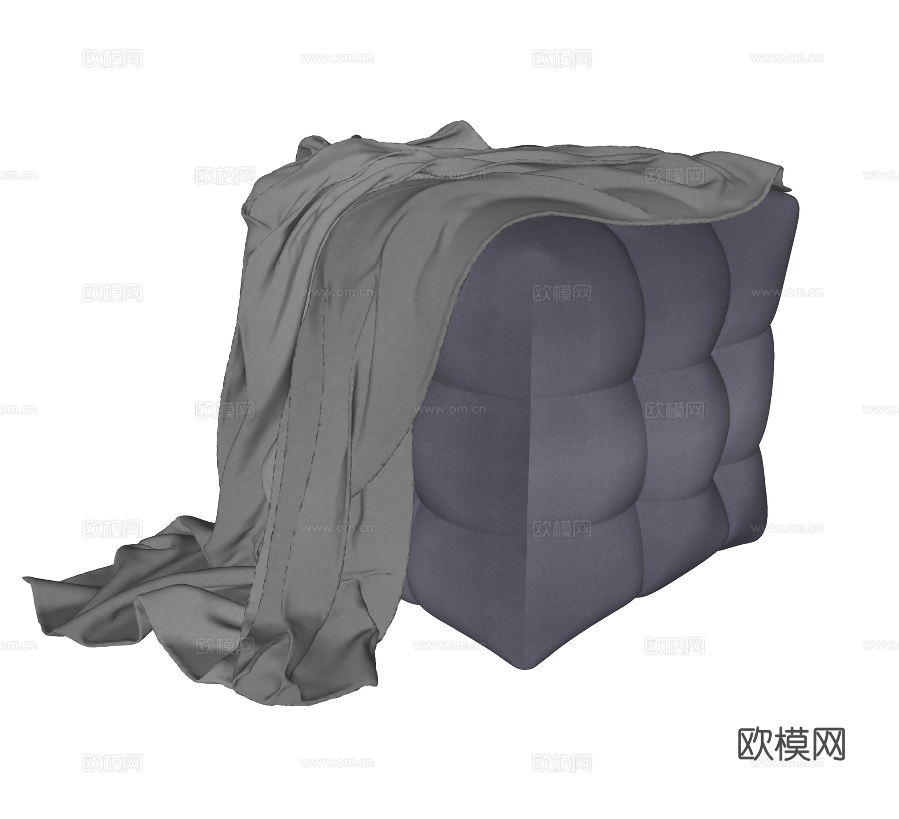 现代沙发凳 床尾凳 布艺方凳su模型