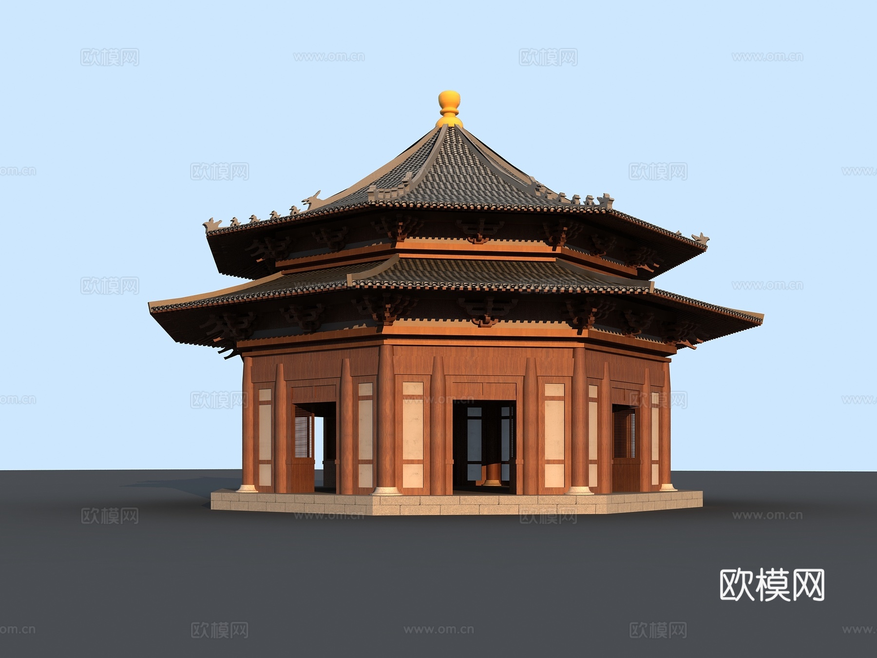 新中式大雄宝殿 宝塔古寺庙 古建 塔楼建筑3d模型