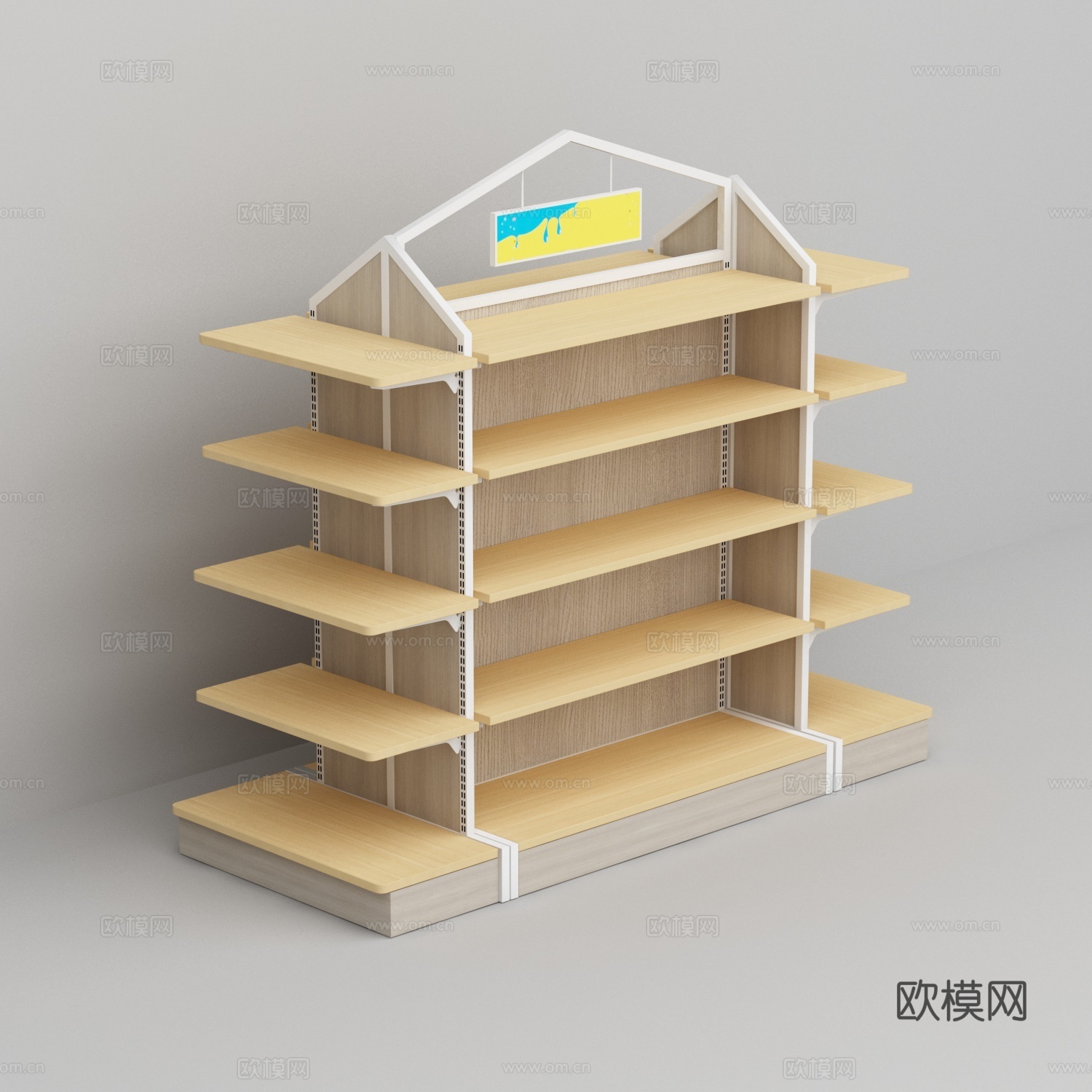 母婴店钢木中岛商品展示货架3d模型