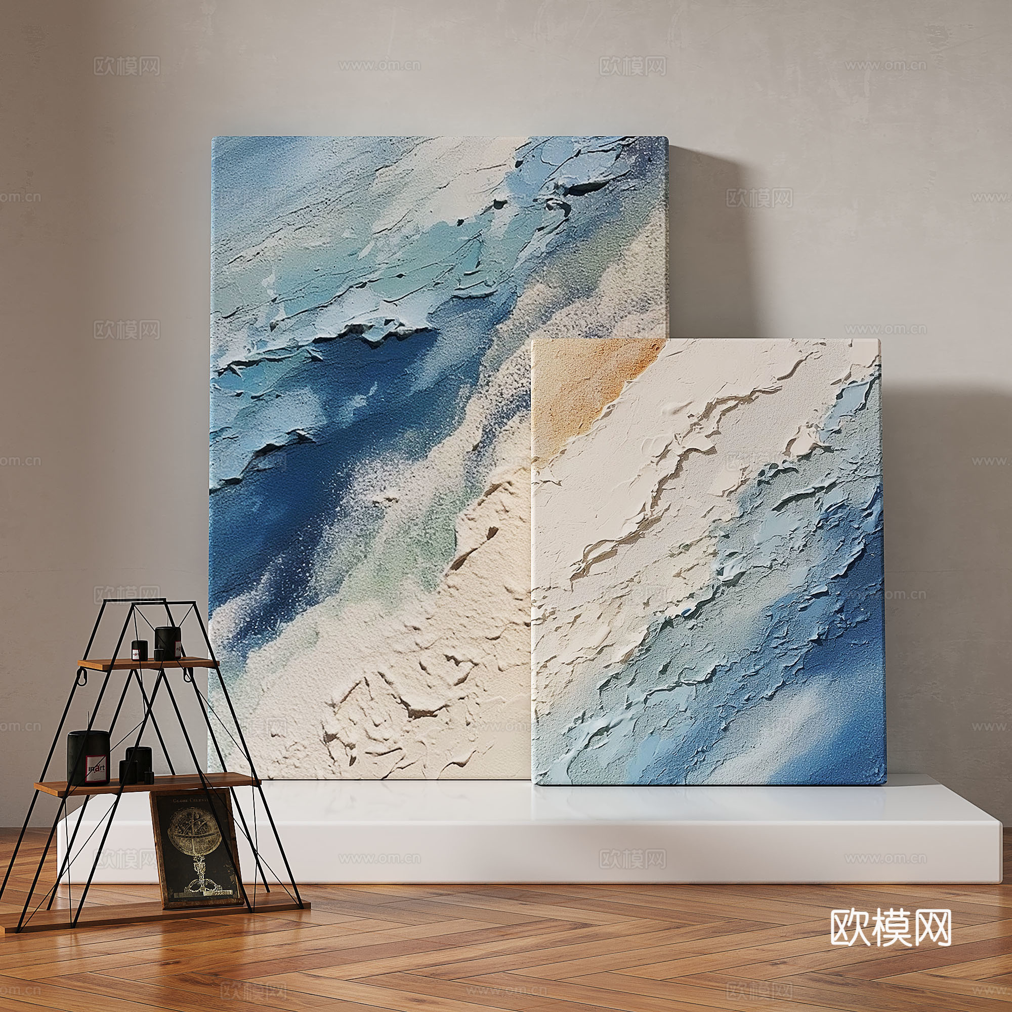 现代，轻奢，侘寂，肌理，简约，抽象，装饰画3d模型