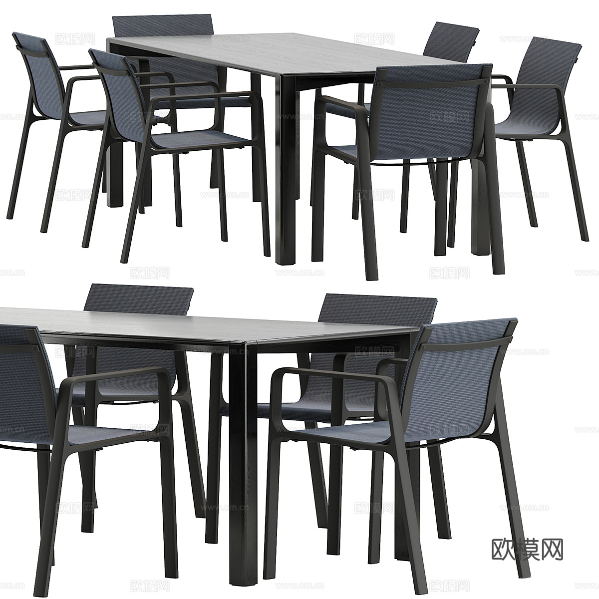 现代意式餐桌椅组合3d模型