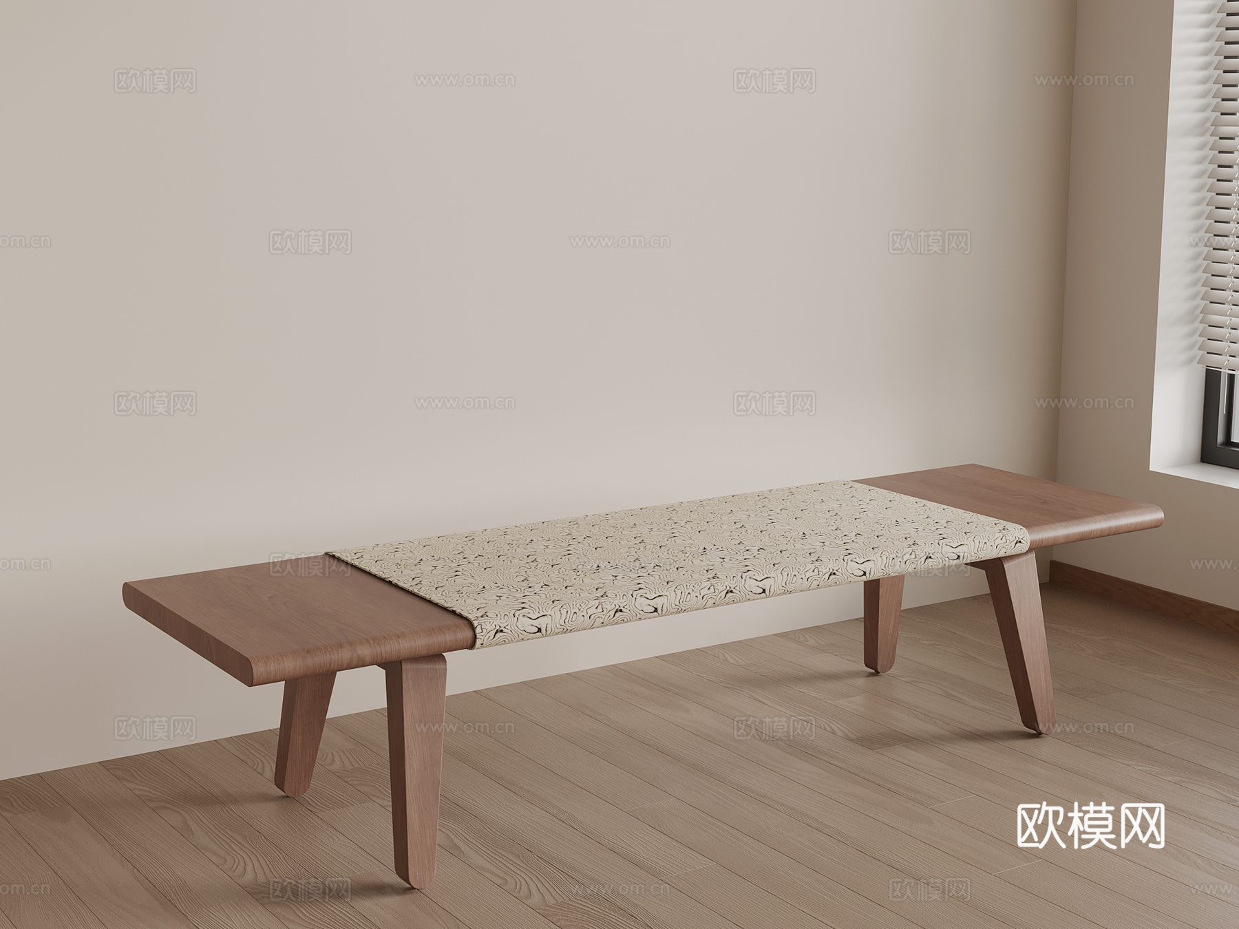 现代中古风换鞋凳 床尾凳su模型
