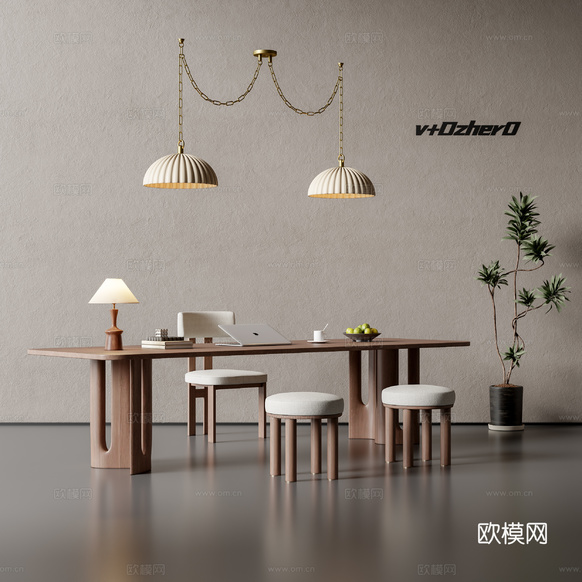中古風(fēng)書(shū)桌椅3d模型下載