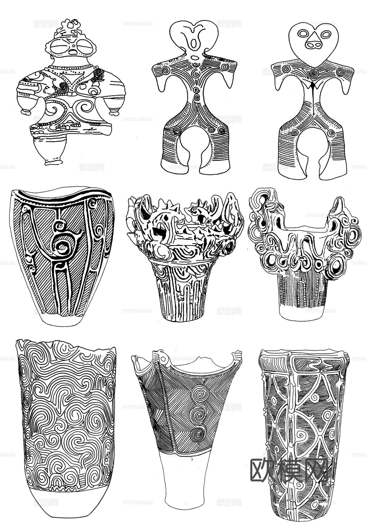 黑白凹凸  装饰花纹  古典花纹