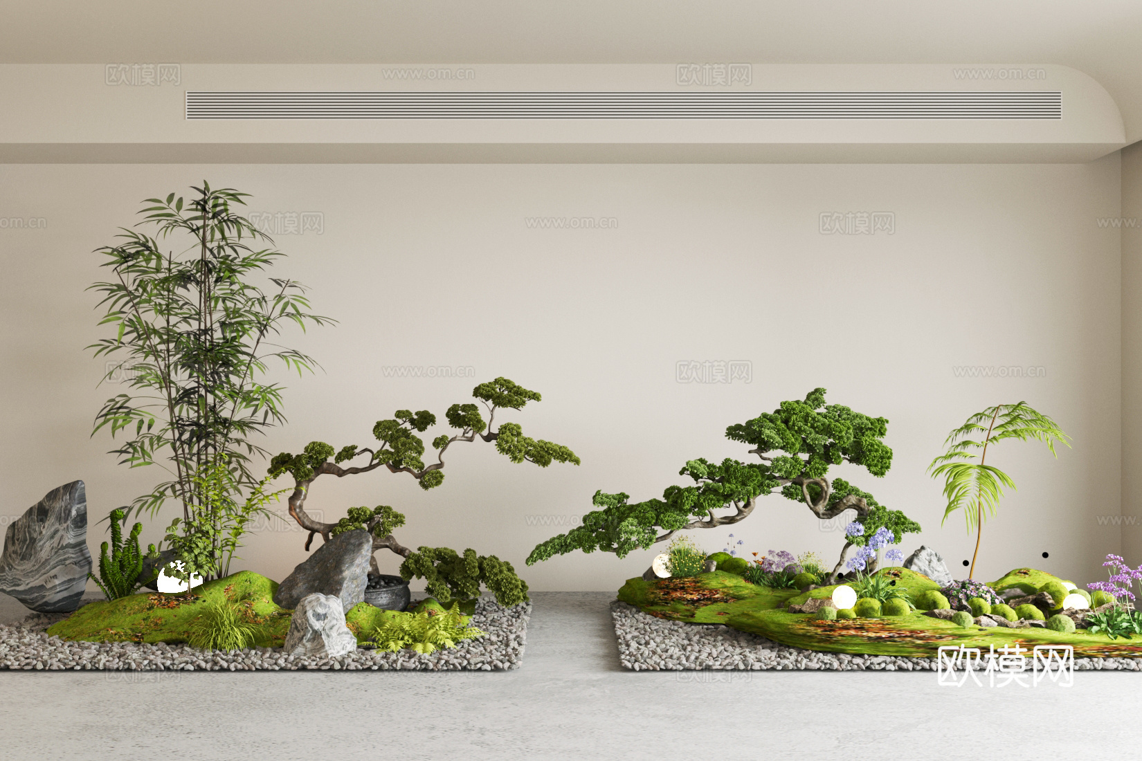 室内景观 景观小品 室内造景 植物堆 植物组合 庭院小品3d模型
