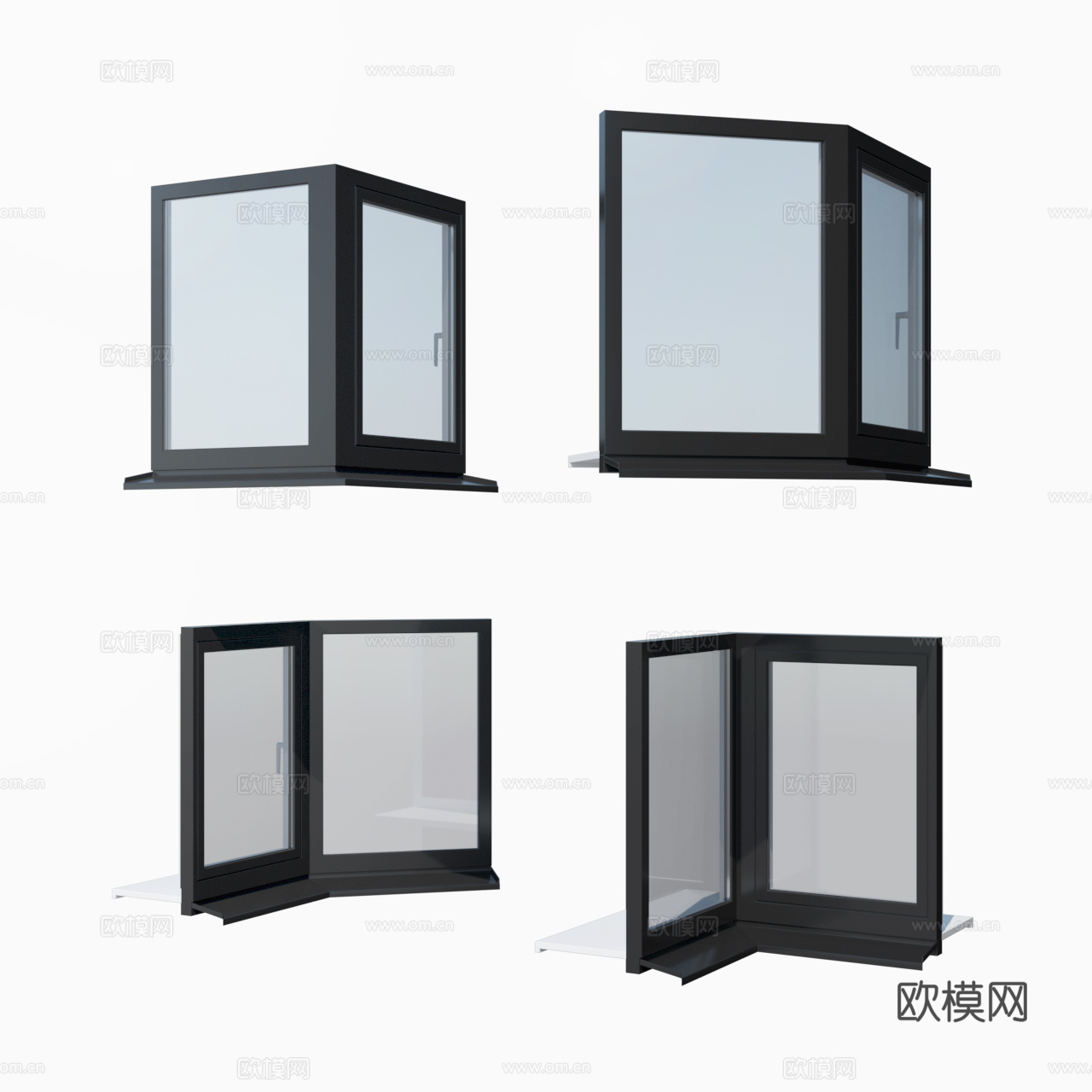 现代窗户 转角窗户 窗户3d模型