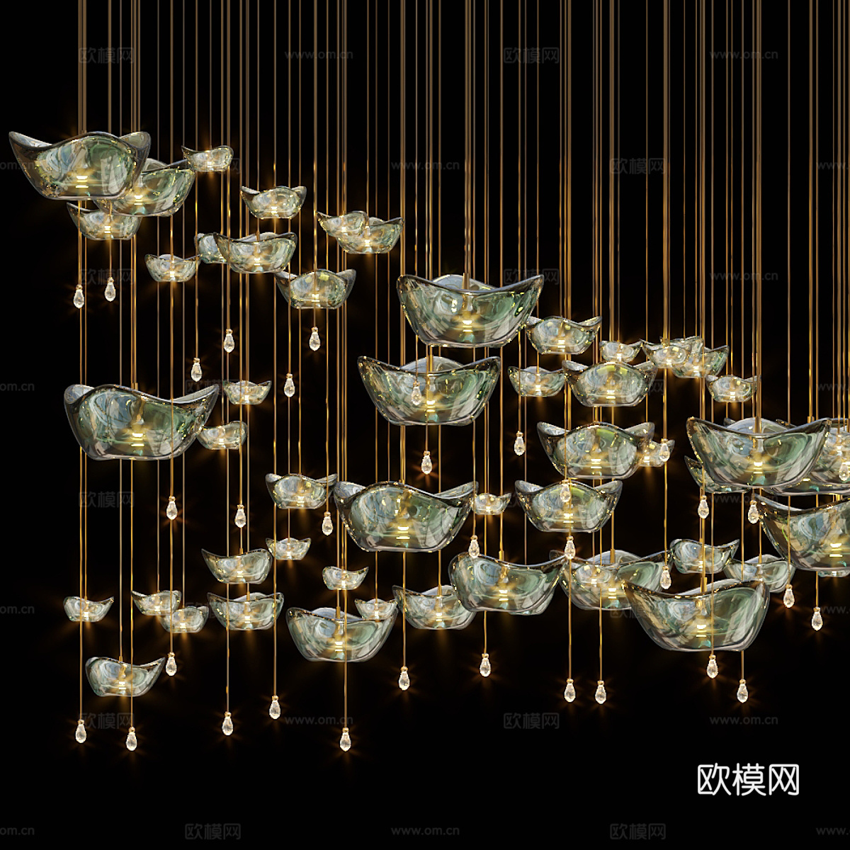 新中式轻奢工艺吊灯3d模型