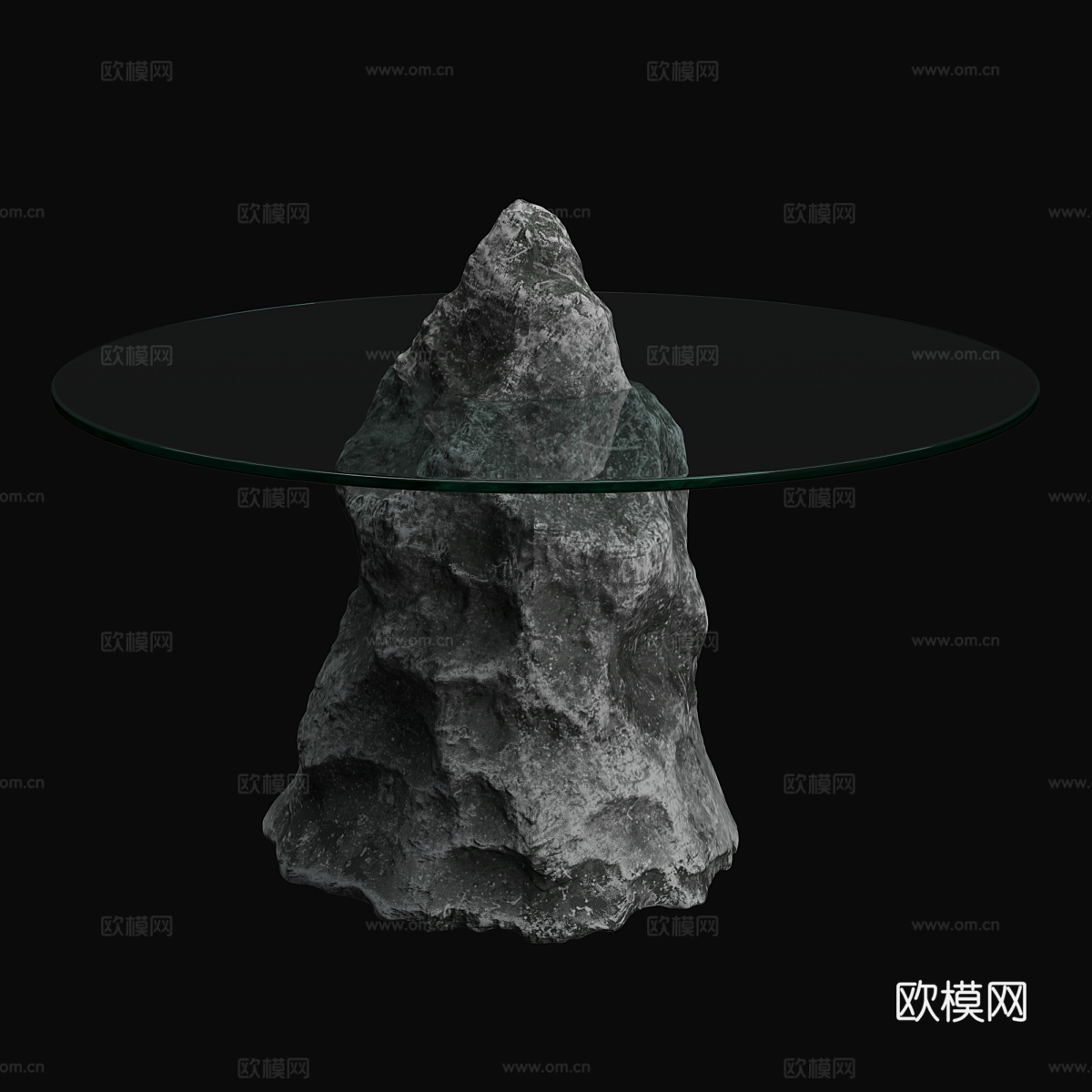现代意式石头茶几 玻璃茶几3d模型