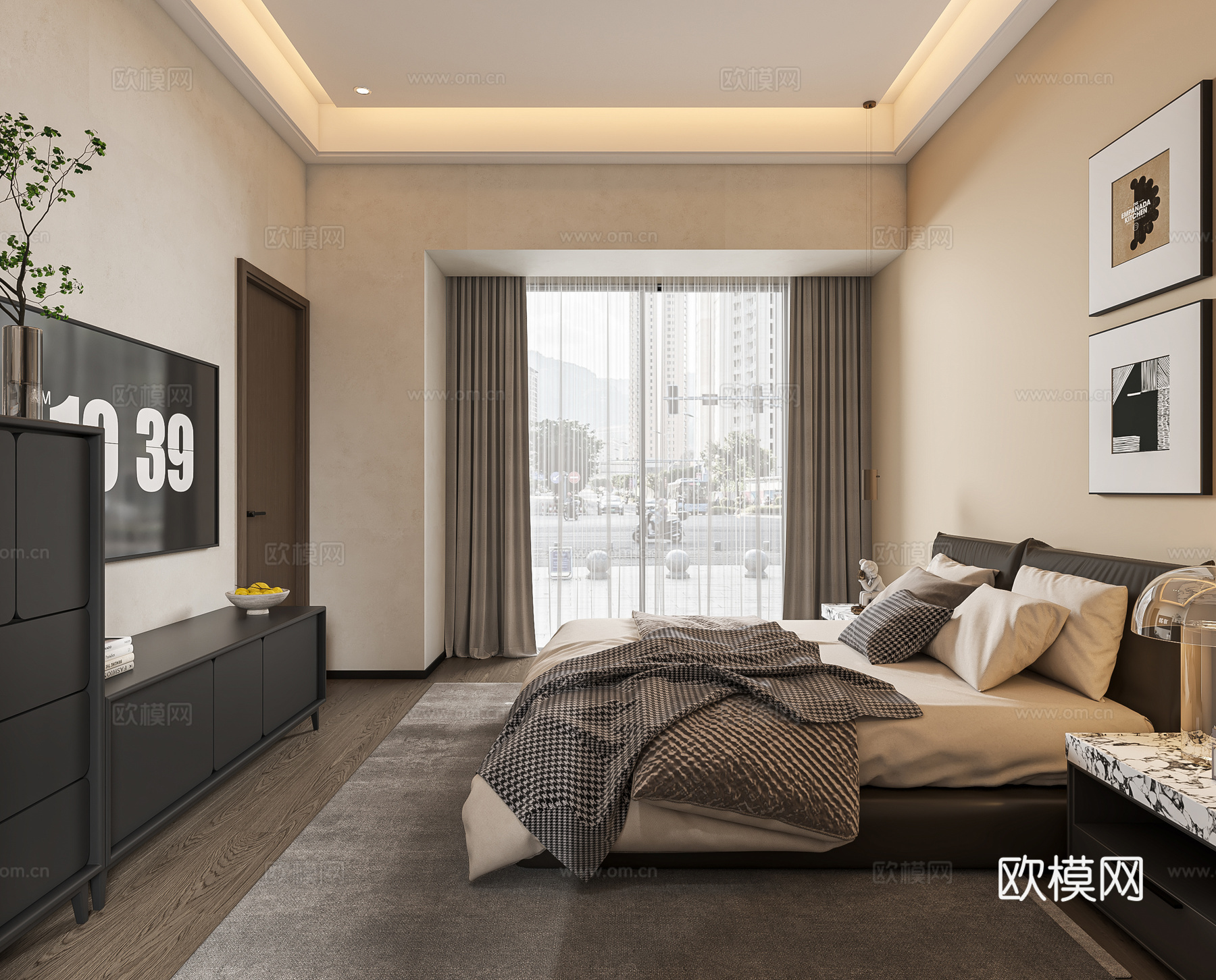 意式轻奢卧室衣帽间3d模型