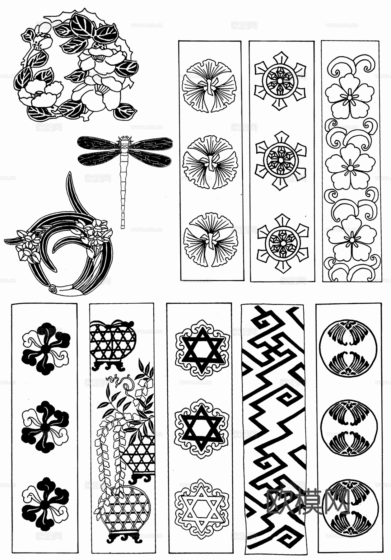 黑白凹凸  装饰花纹  古典花纹