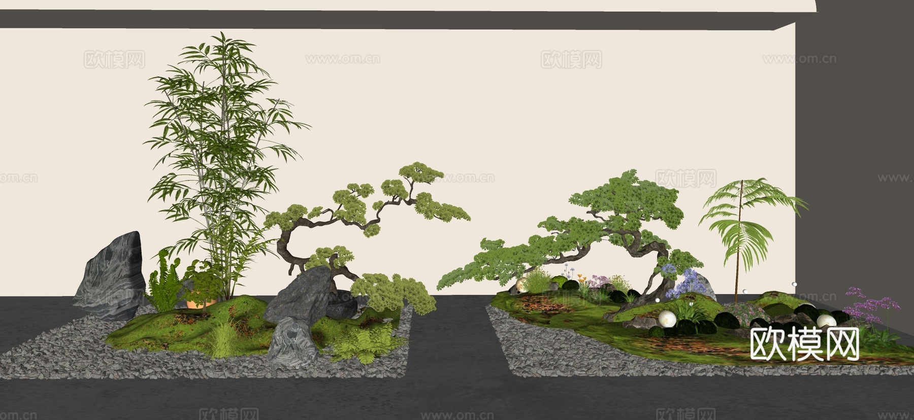 室内景观 景观小品 室内造景 植物堆 植物组合 庭院小品su模型