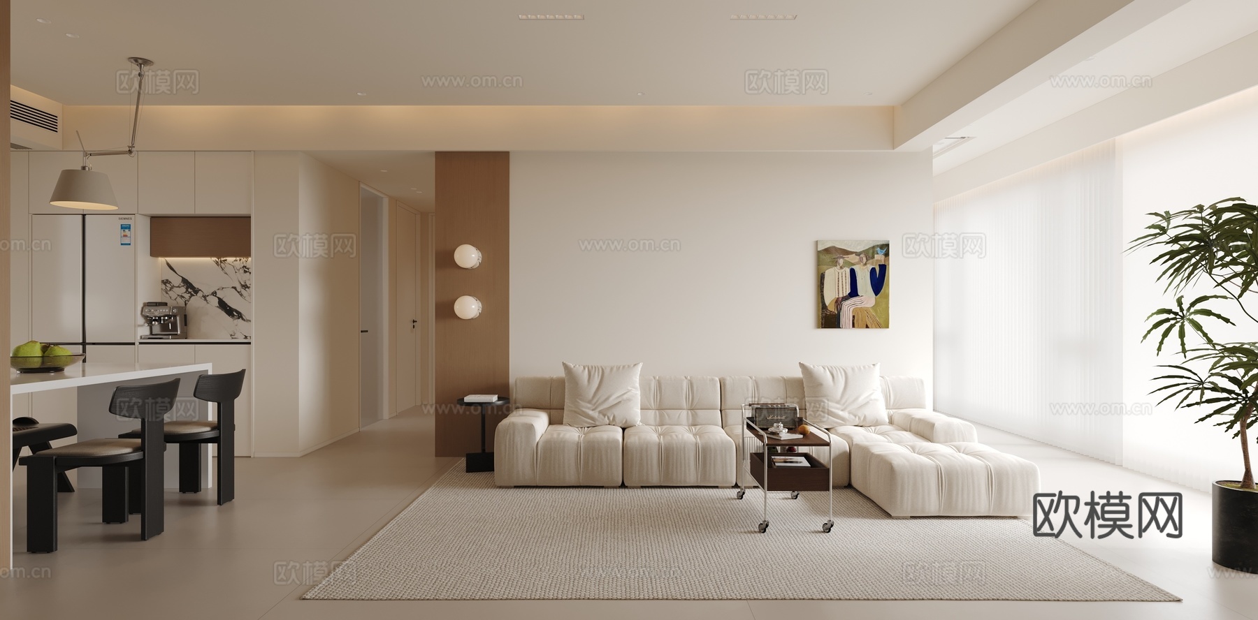 现代简约客餐厅3d模型下载