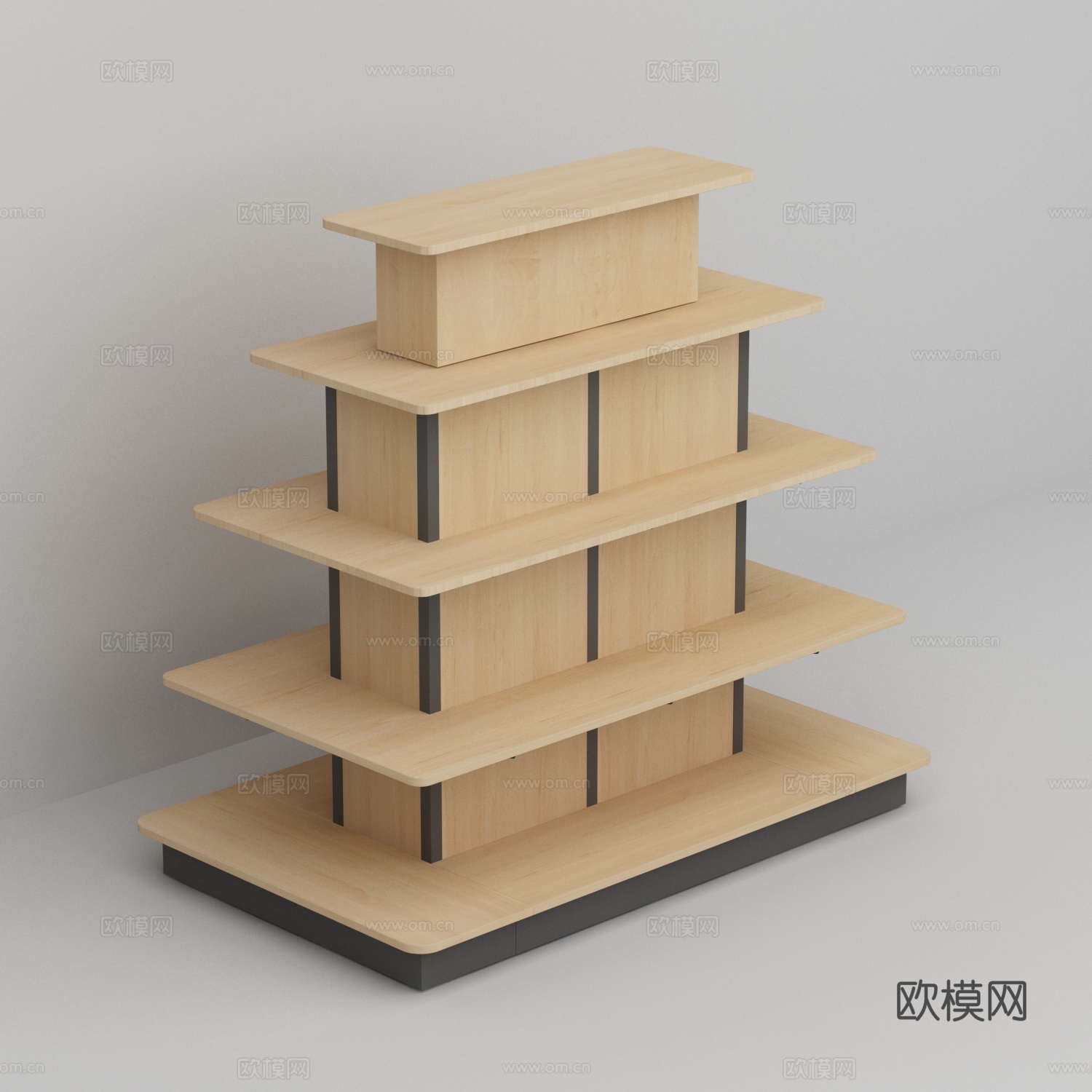 超市便利店四面展示货架3d模型