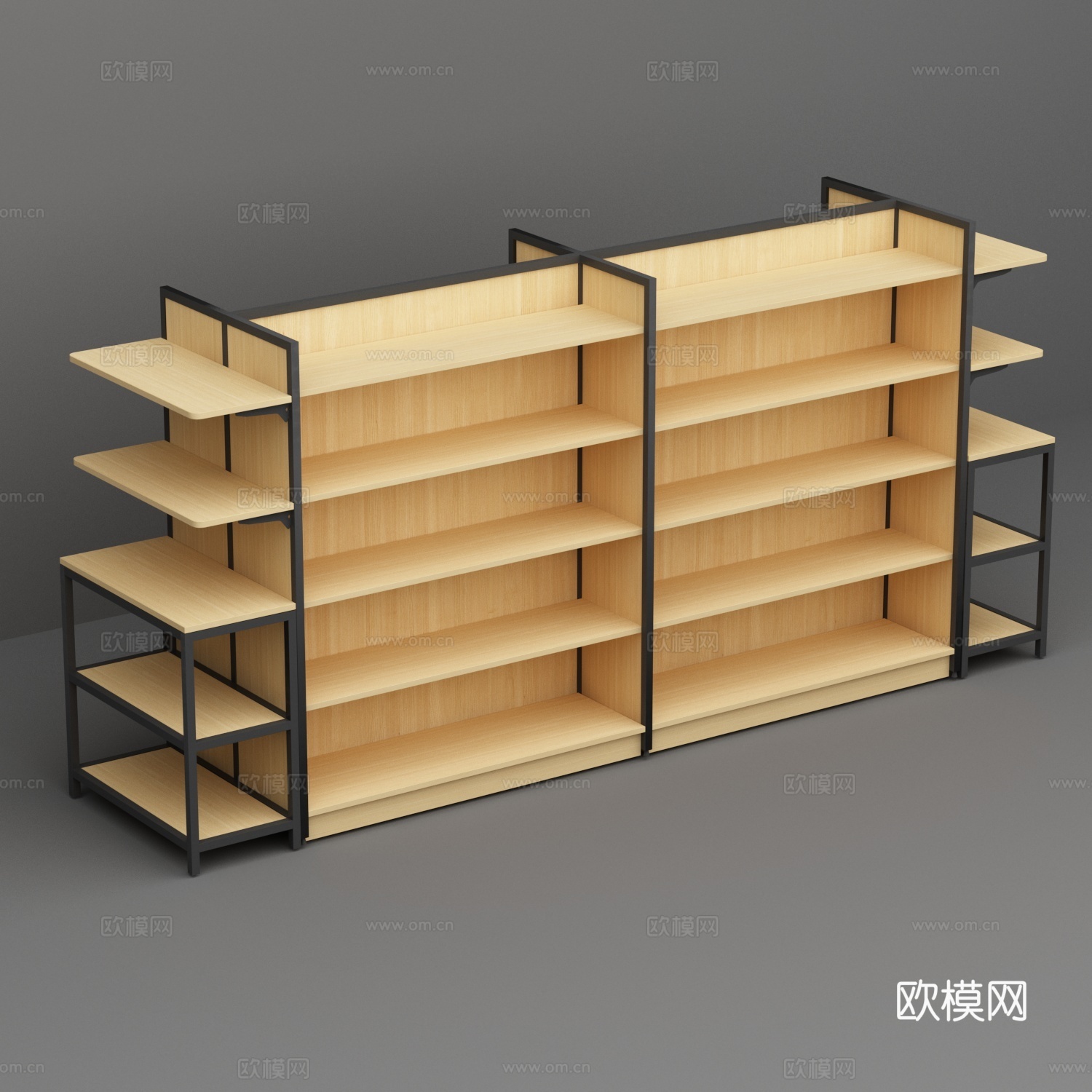 超市便利店钢木商品陈列展示货架3d模型