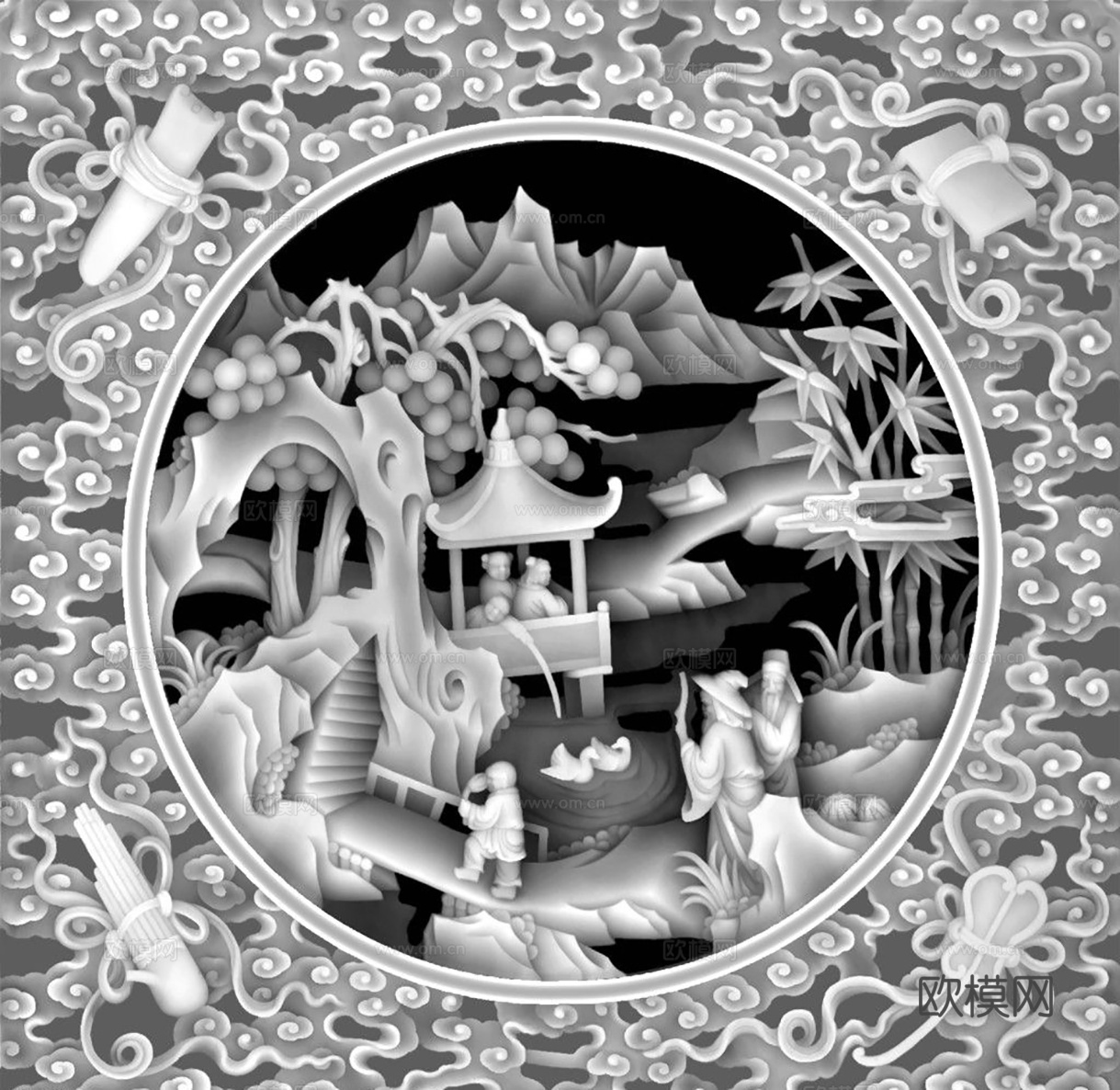 黑白凹凸  装饰花纹 浮雕