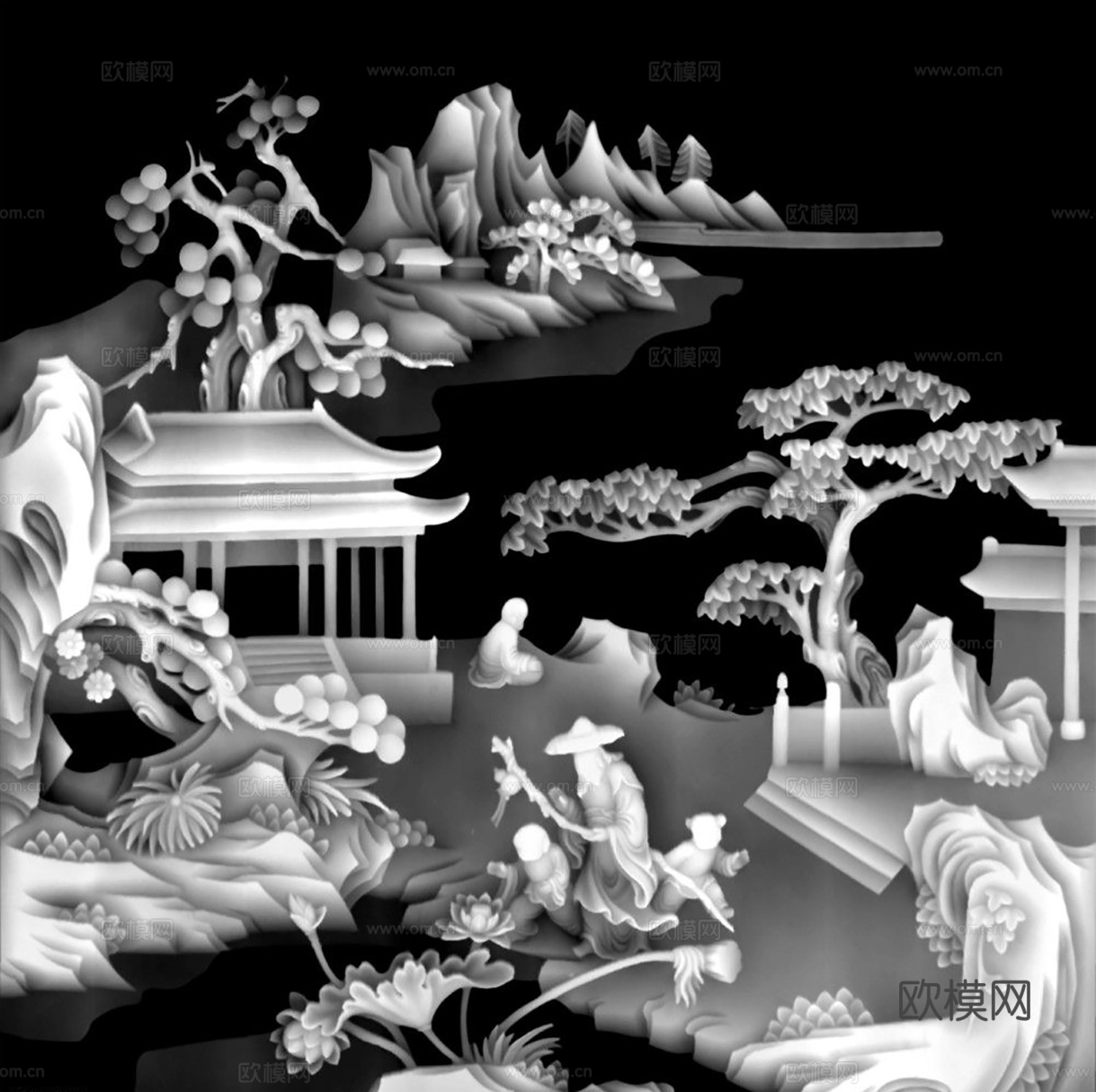 黑白凹凸  装饰花纹 浮雕下载