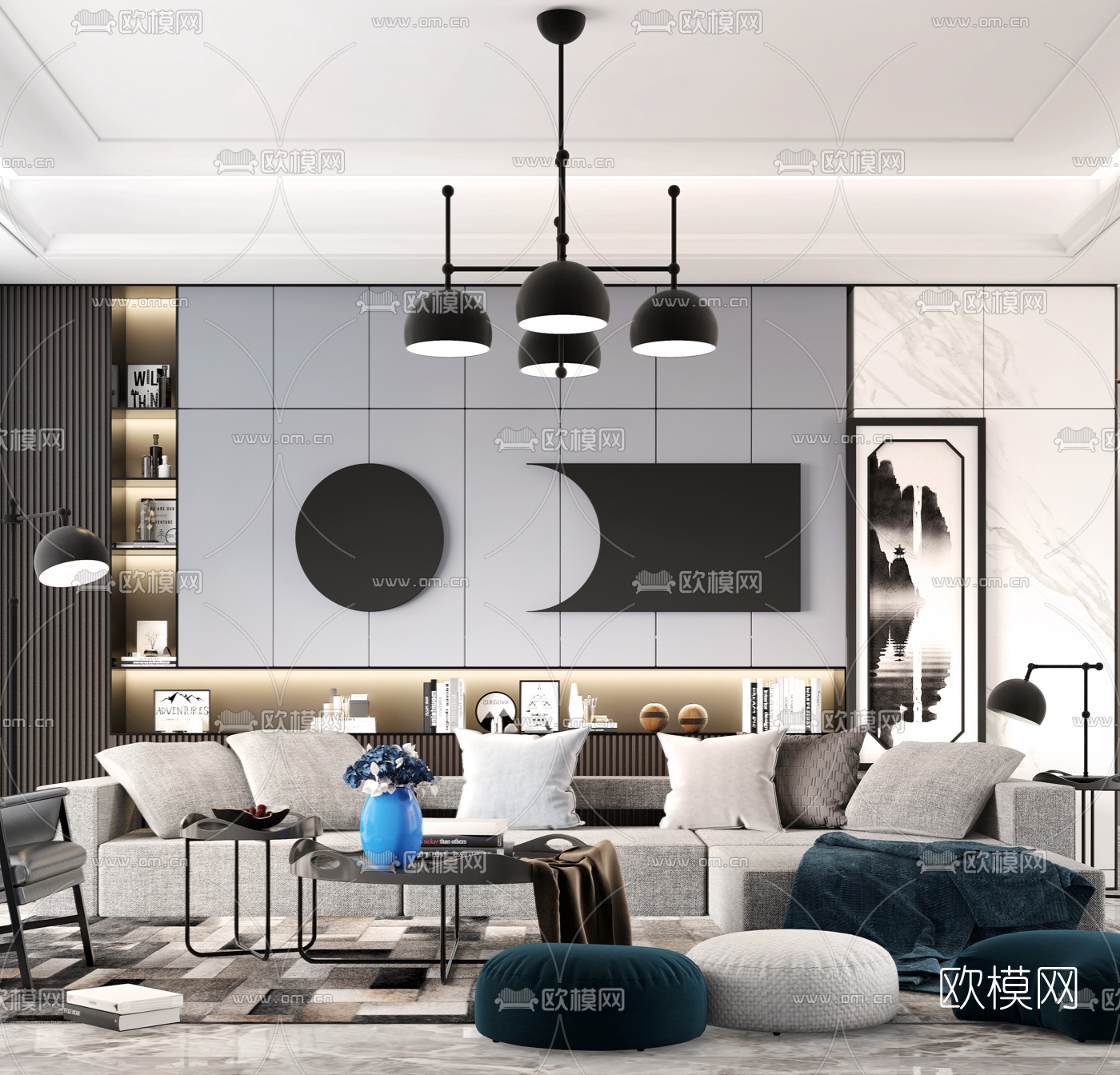 现代轻奢沙发组合3d模型下载（渲染图5）