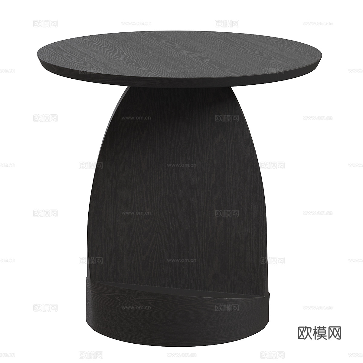 现代意式实木圆边几3d模型
