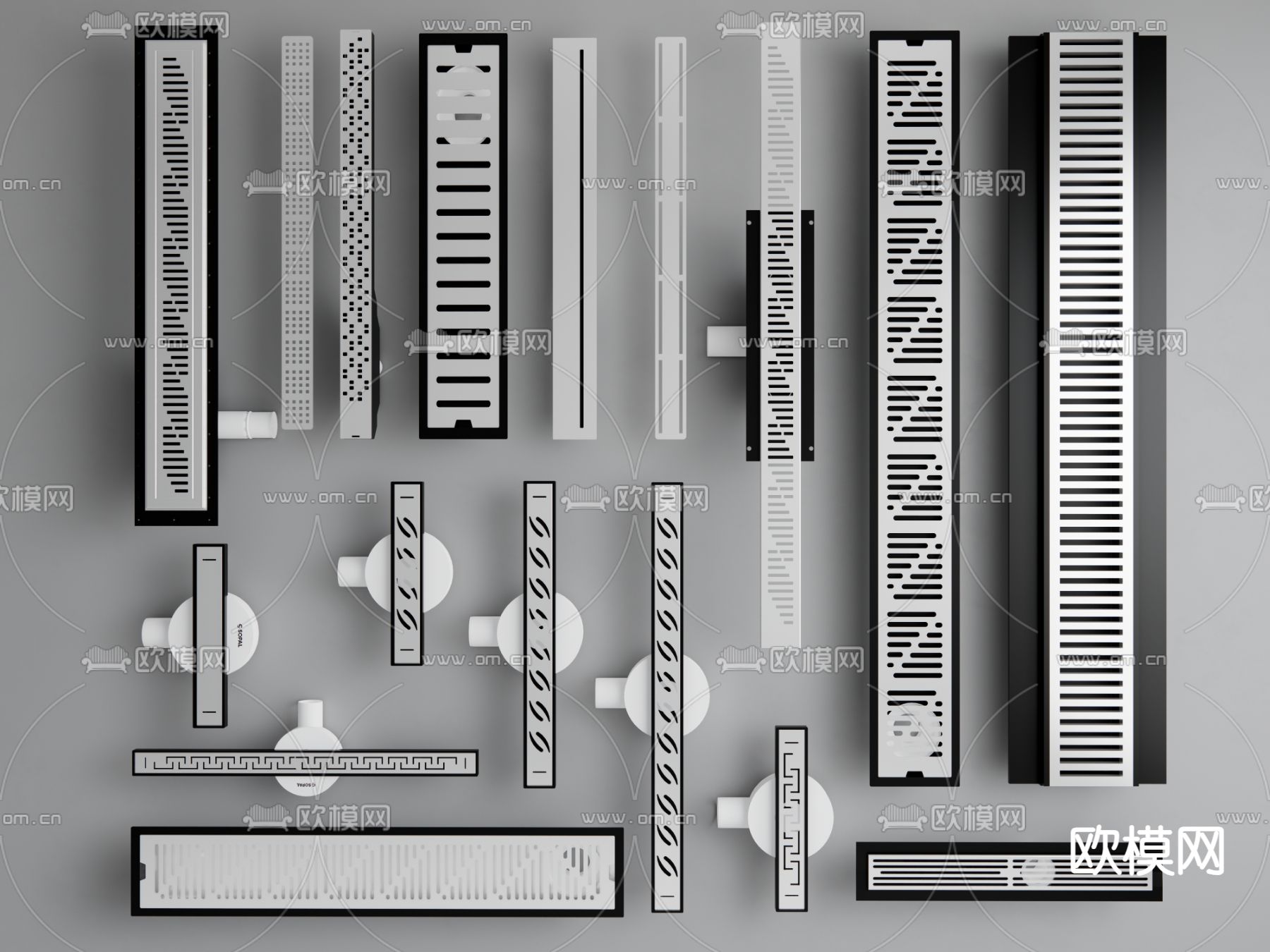 条形地漏 长条地漏 排水口 下水口 排水口 管道零件su模型