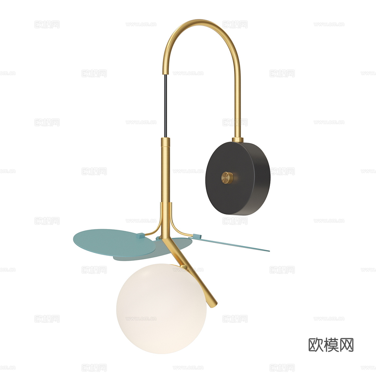 现代轻奢金属玻璃儿童壁灯3d模型