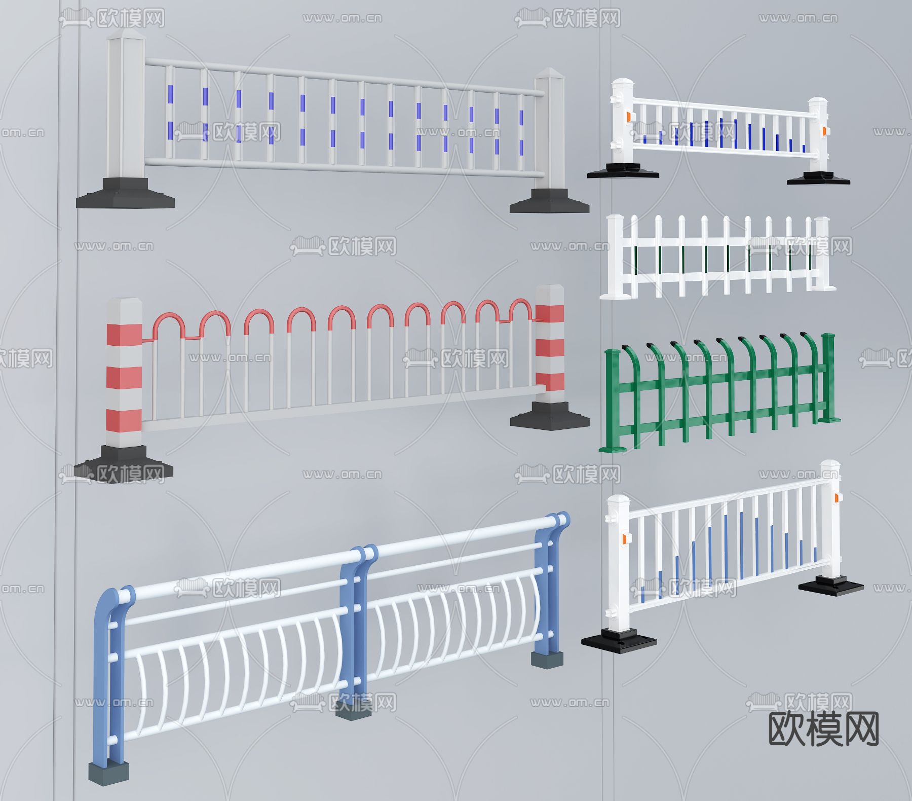 交通护栏 市政栏杆 交通设施su模型下载（渲染图3）