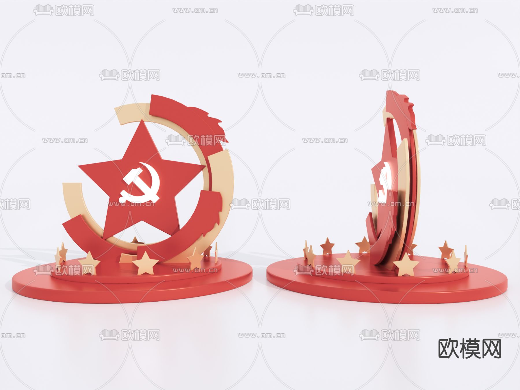 现代党建雕塑 红色美陈su模型