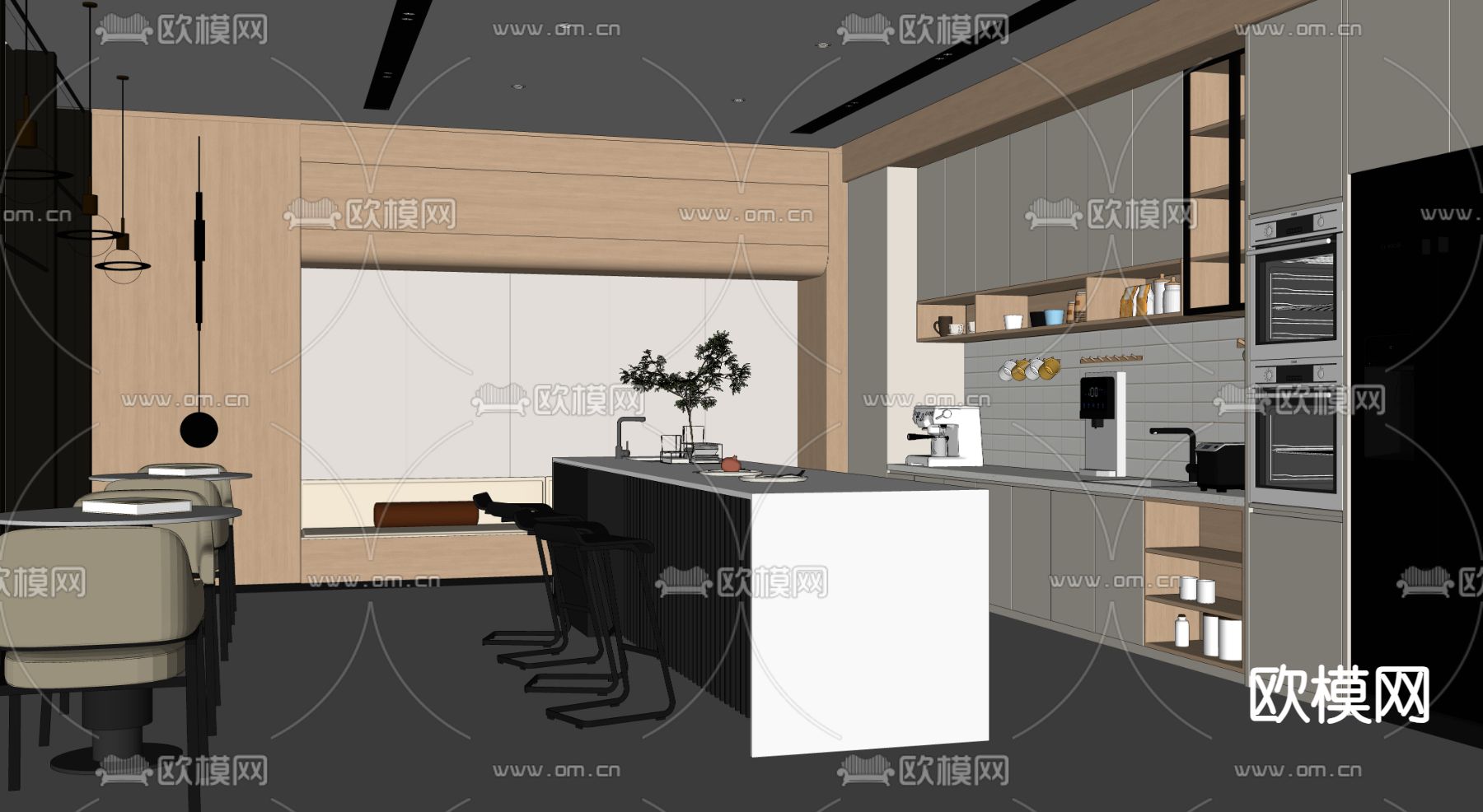 茶水间 公司水吧区su模型下载（渲染图2）