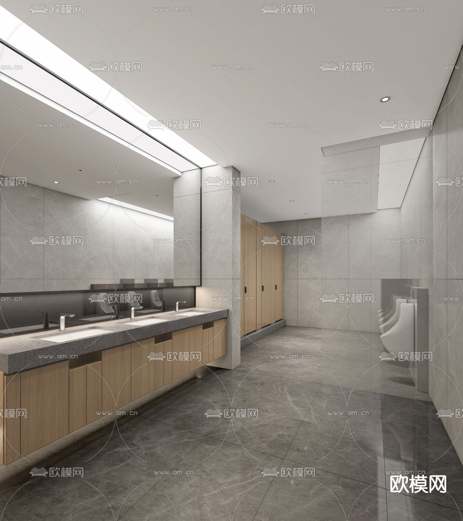 现代公共卫生间su模型下载（渲染图1）