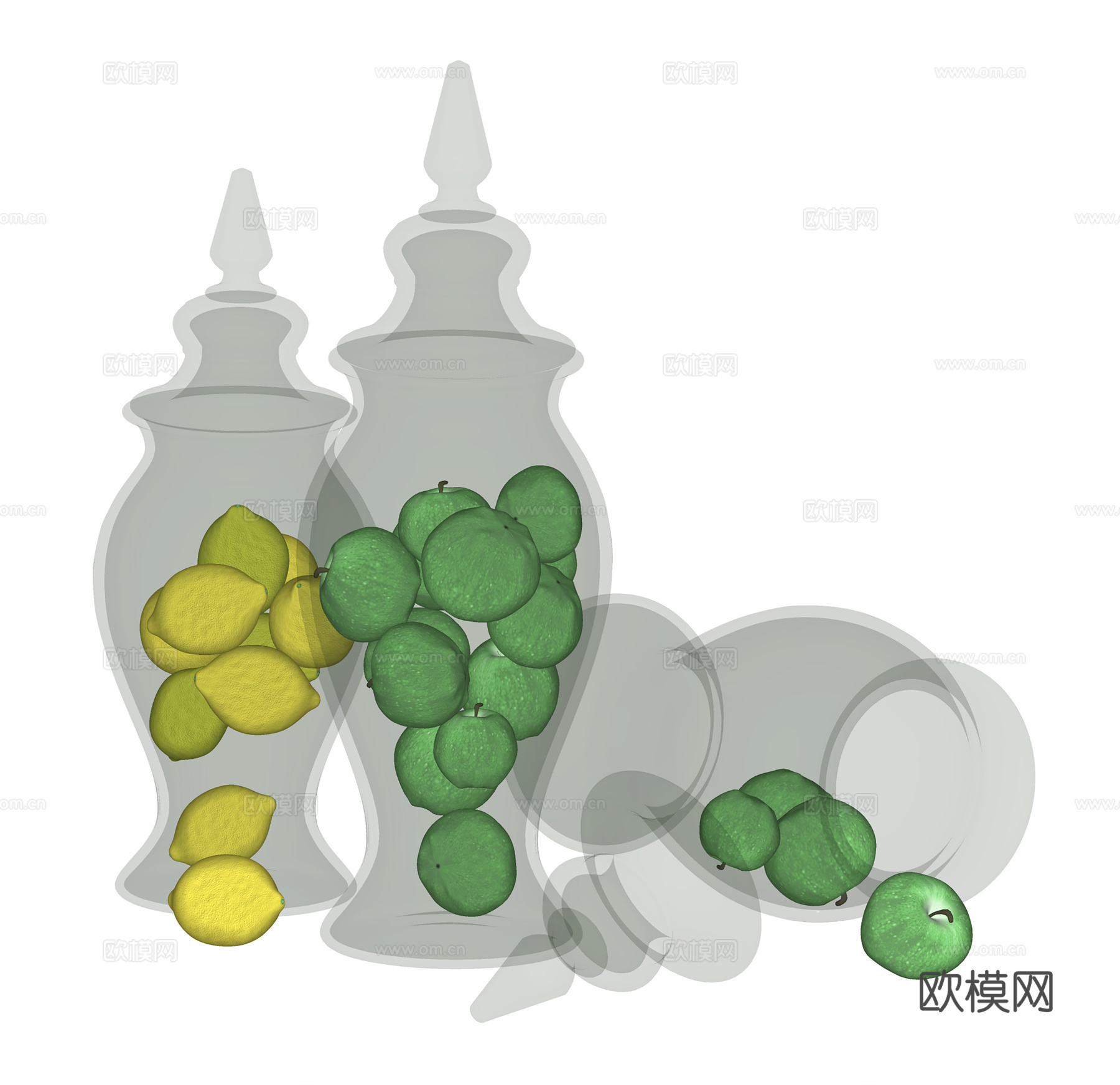 厨房用品  玻璃瓶罐  水果食物su模型