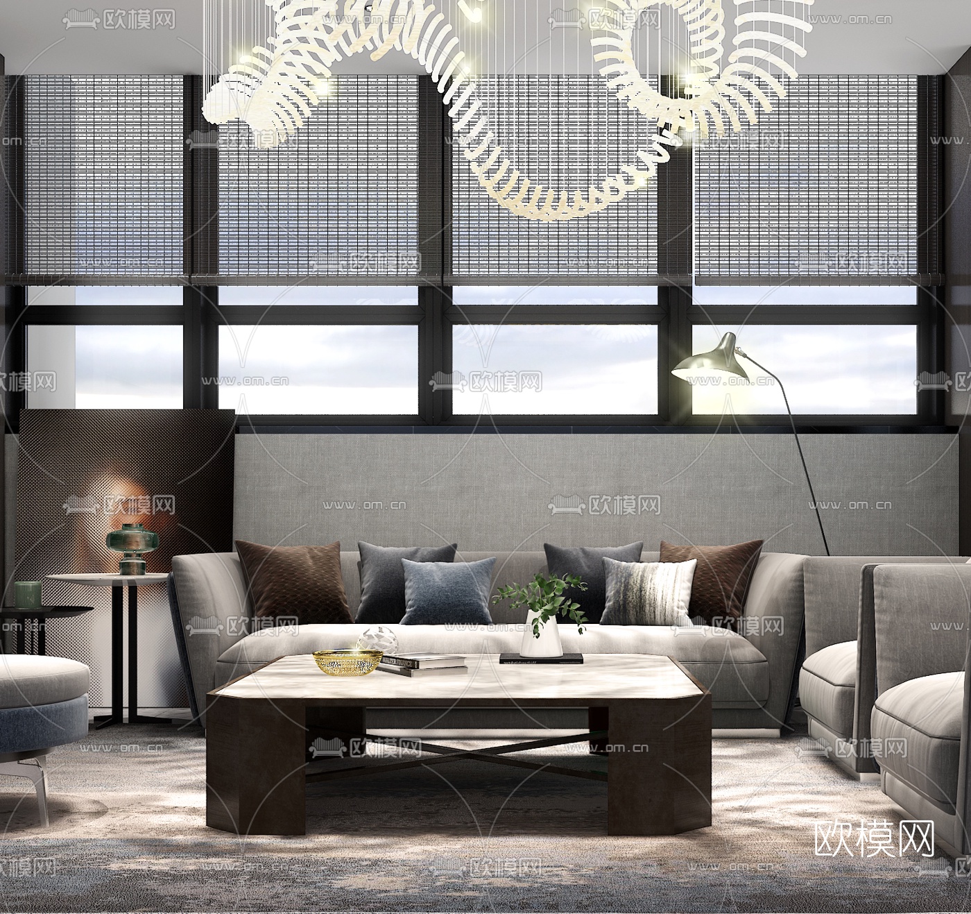 现代会所会客室3d模型下载（渲染图4）