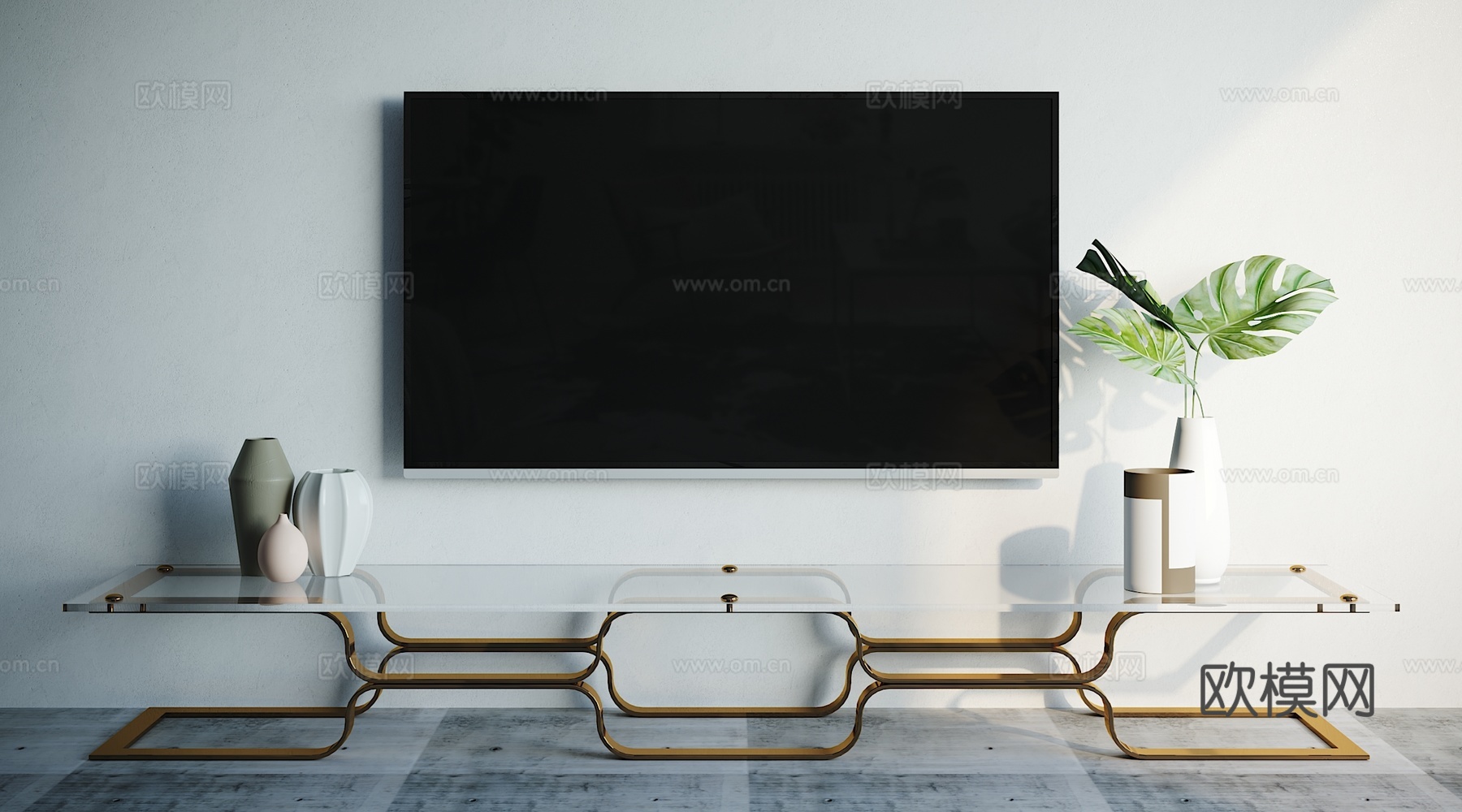 现代电视柜摆件组合3d模型