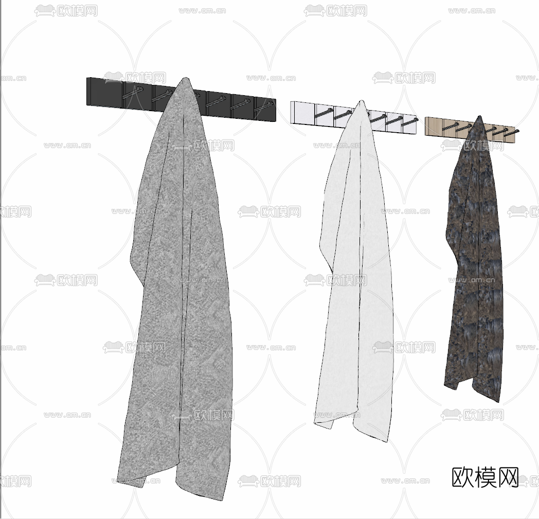 现代挂钩毛巾架su模型下载