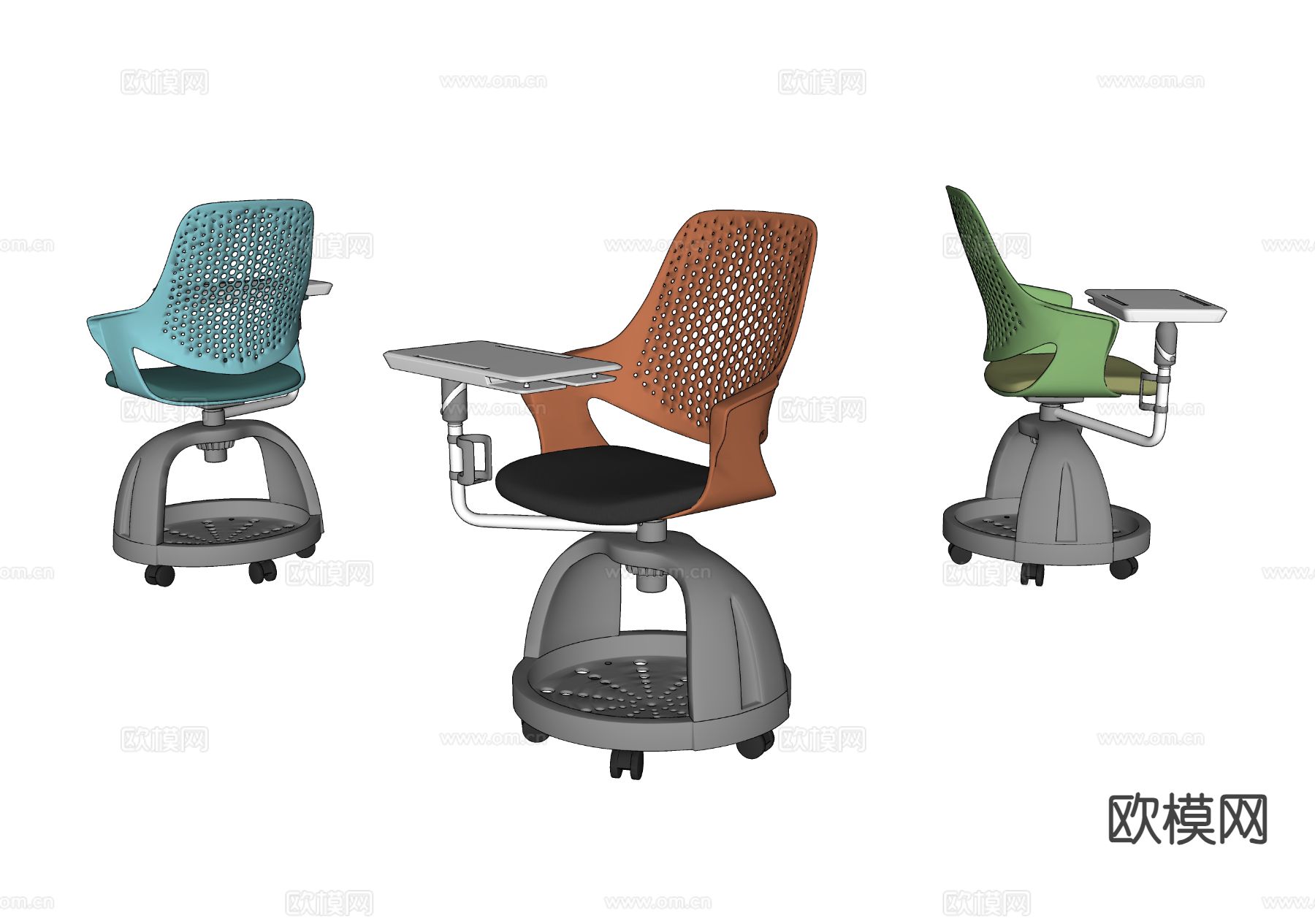 培训椅 办公椅 洽谈椅su模型下载（渲染图1）