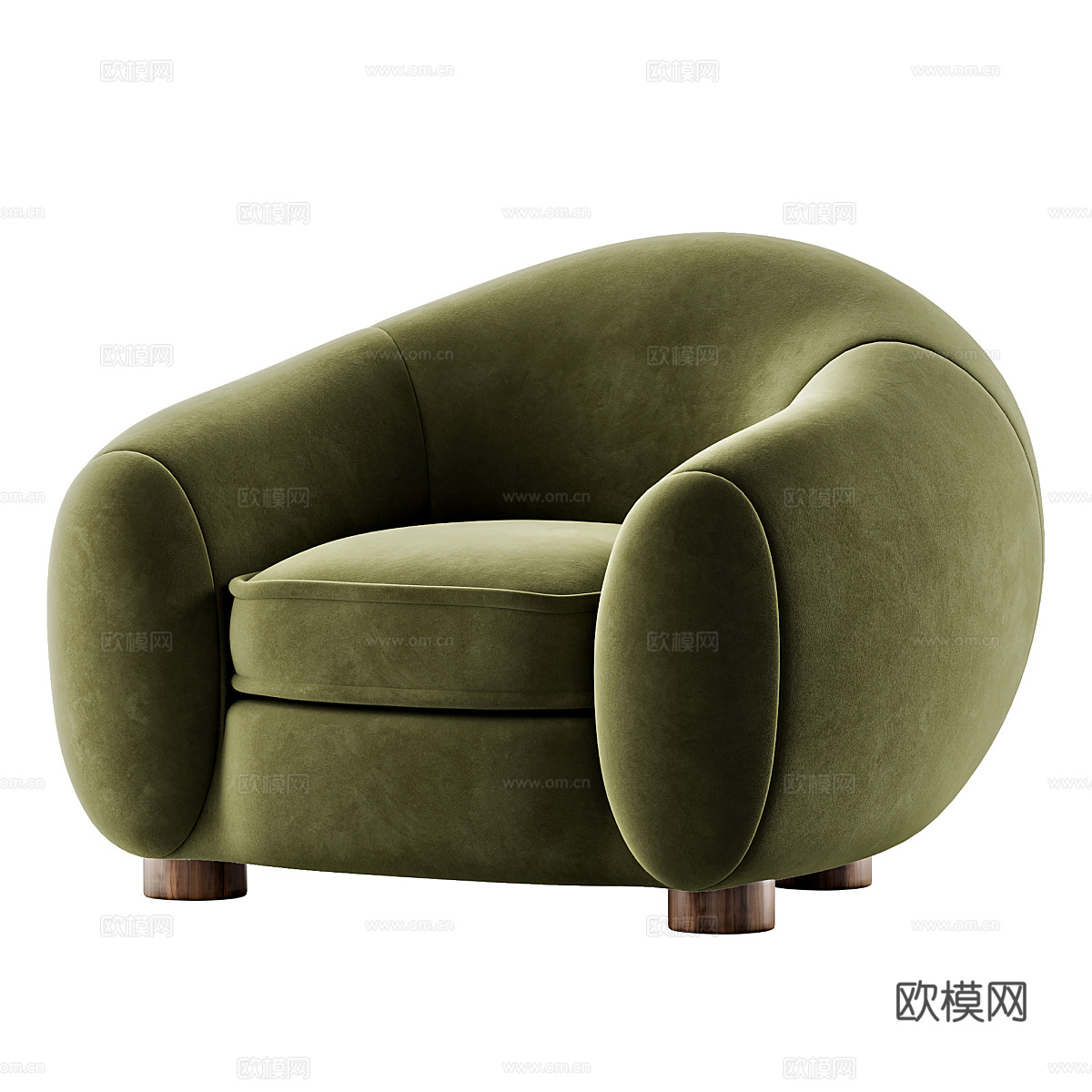 现代奶油风布艺扶手椅3d模型