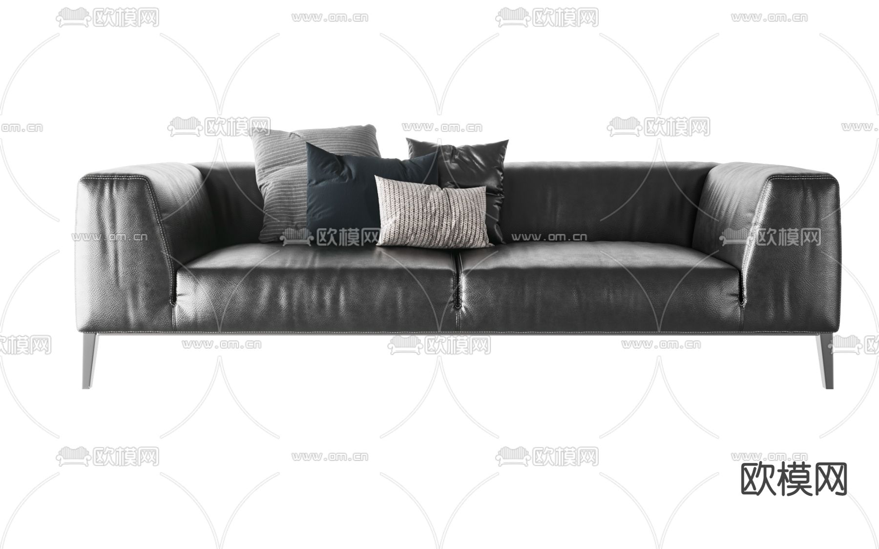 现代皮革双人沙发3d模型下载（渲染图2）