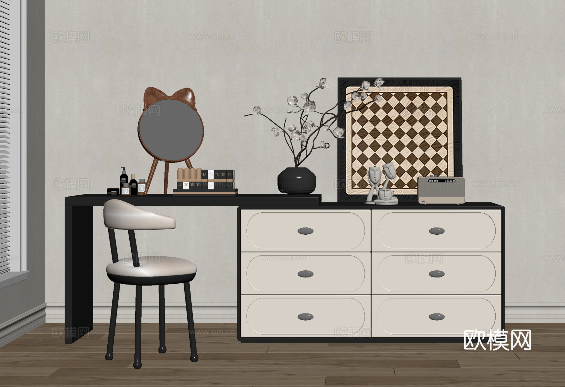 法式中古梳妆台su模型下载（渲染图2）