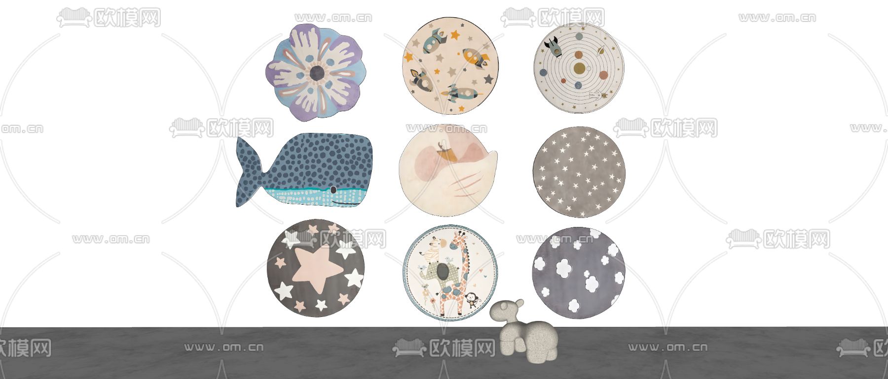 现代儿童地毯 地垫su模型