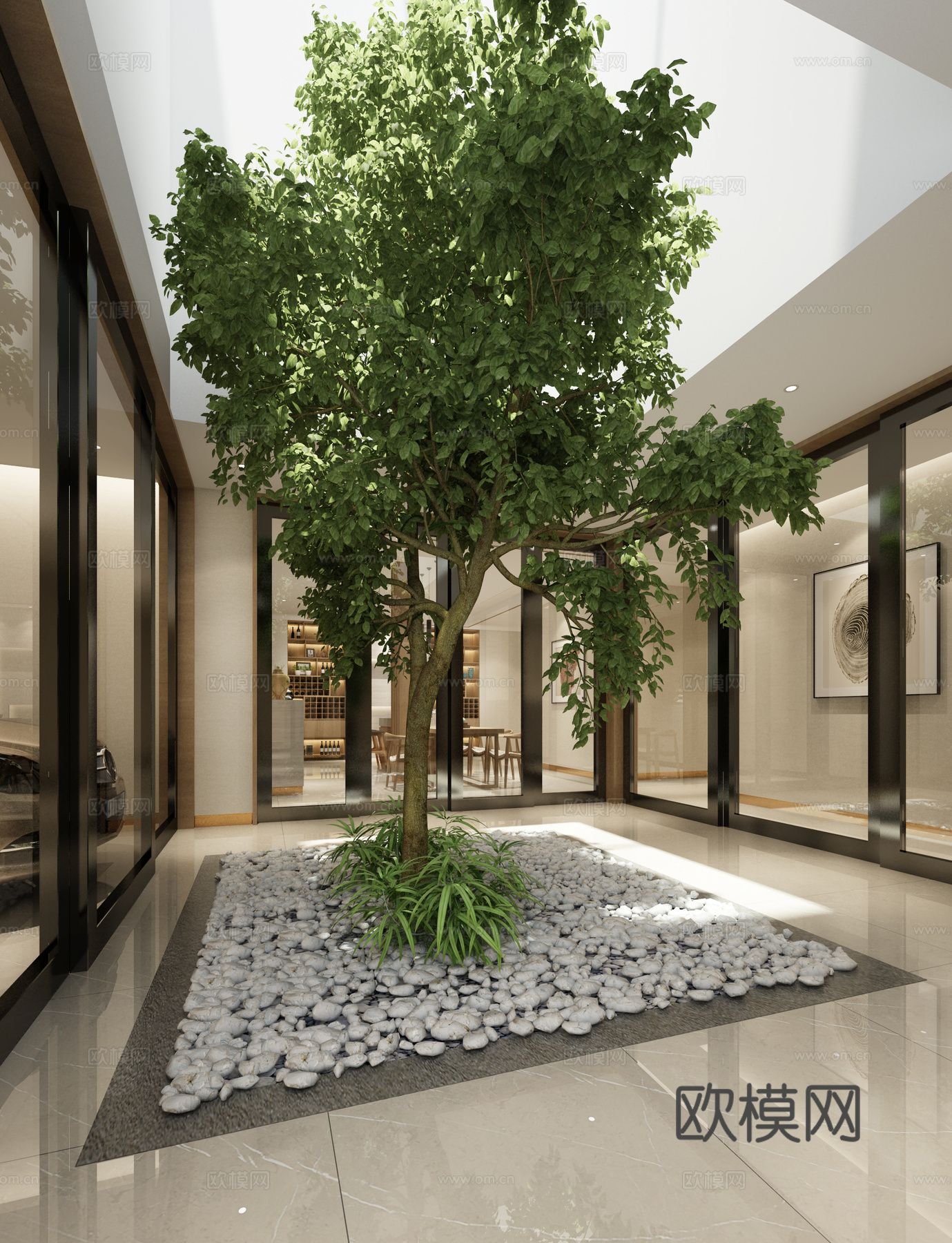 现代露台树木露台树木3d模型