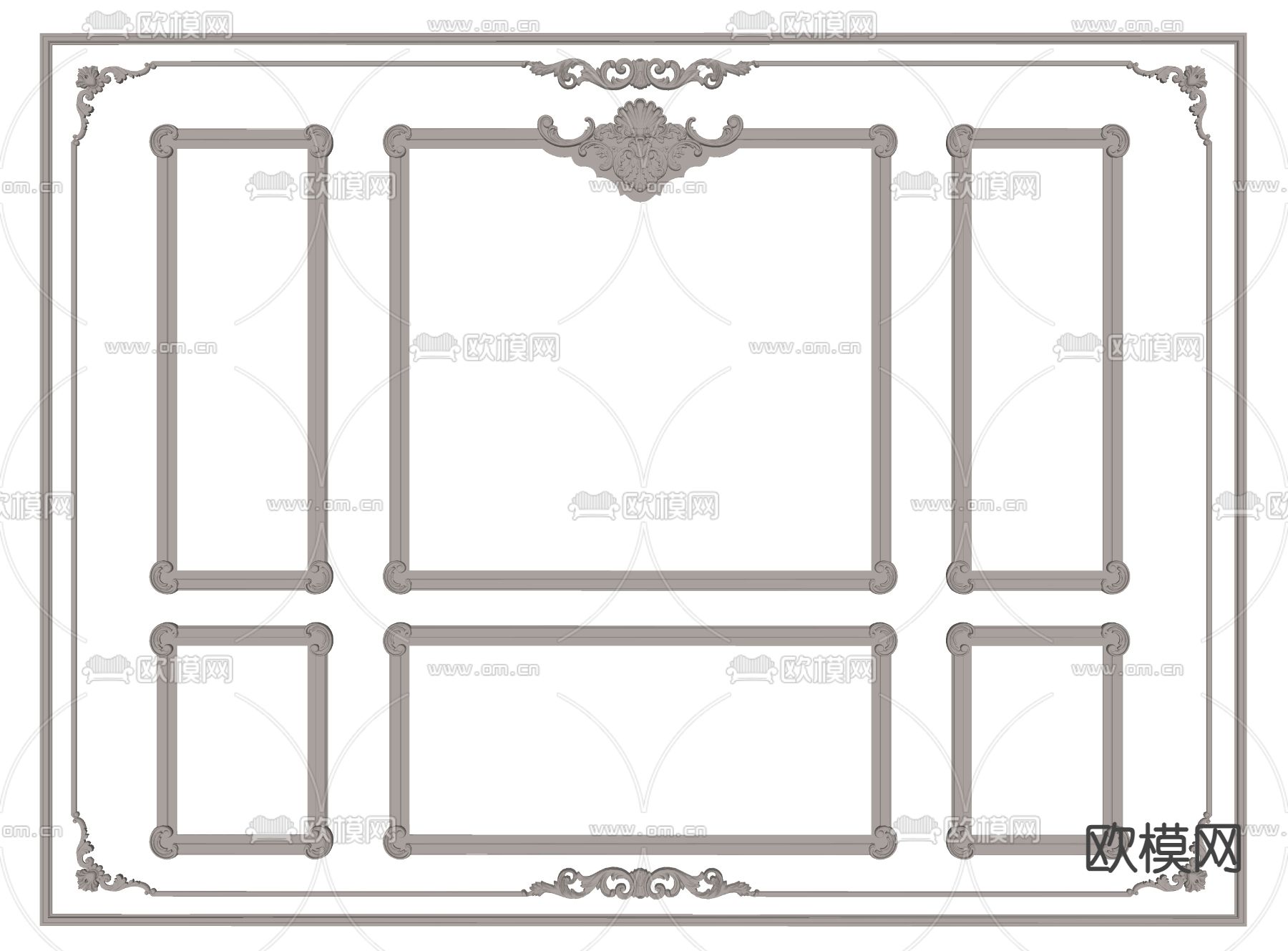 欧式雕花护墙板 雕花线 石膏线条su模型