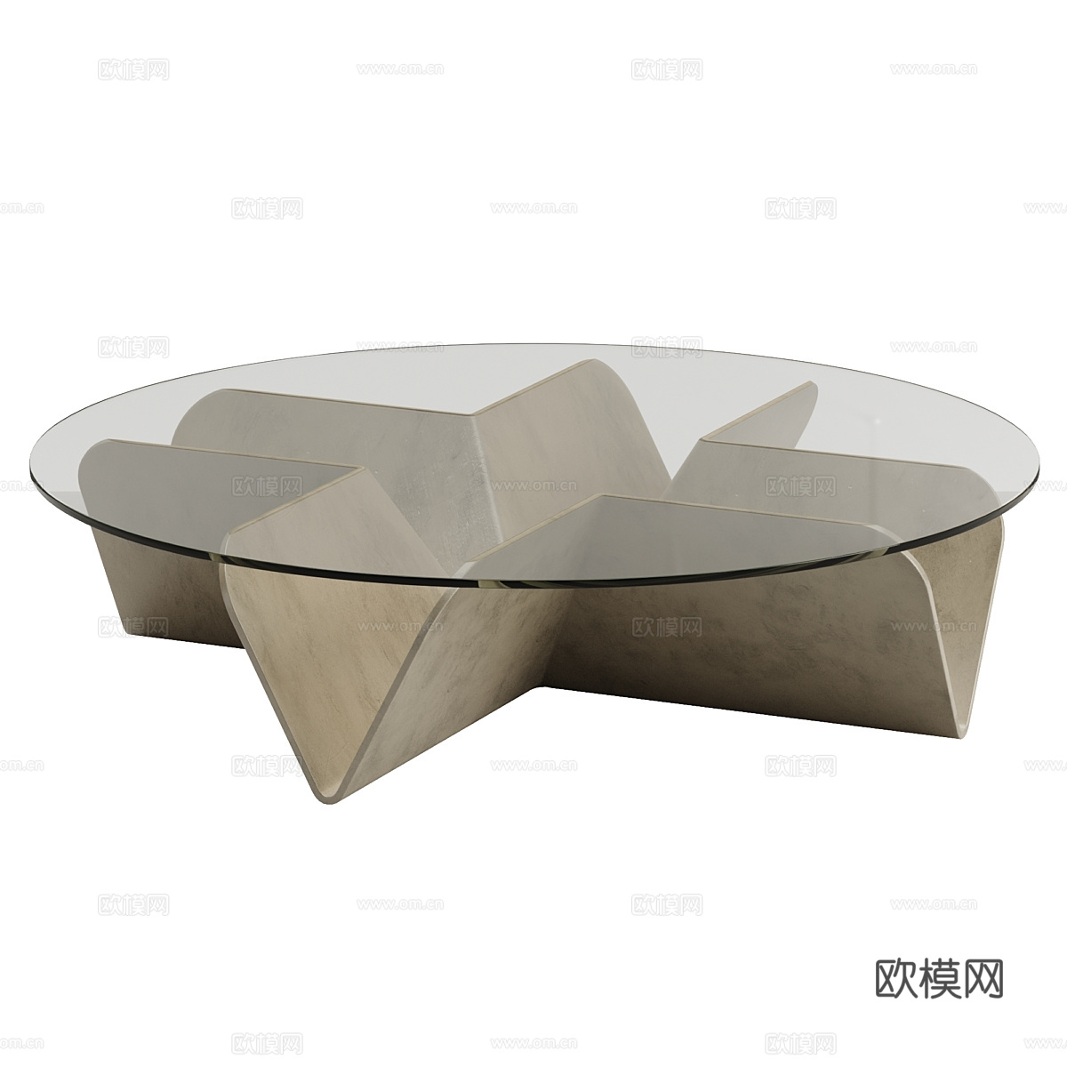 现代意式极简玻璃圆茶几3d模型