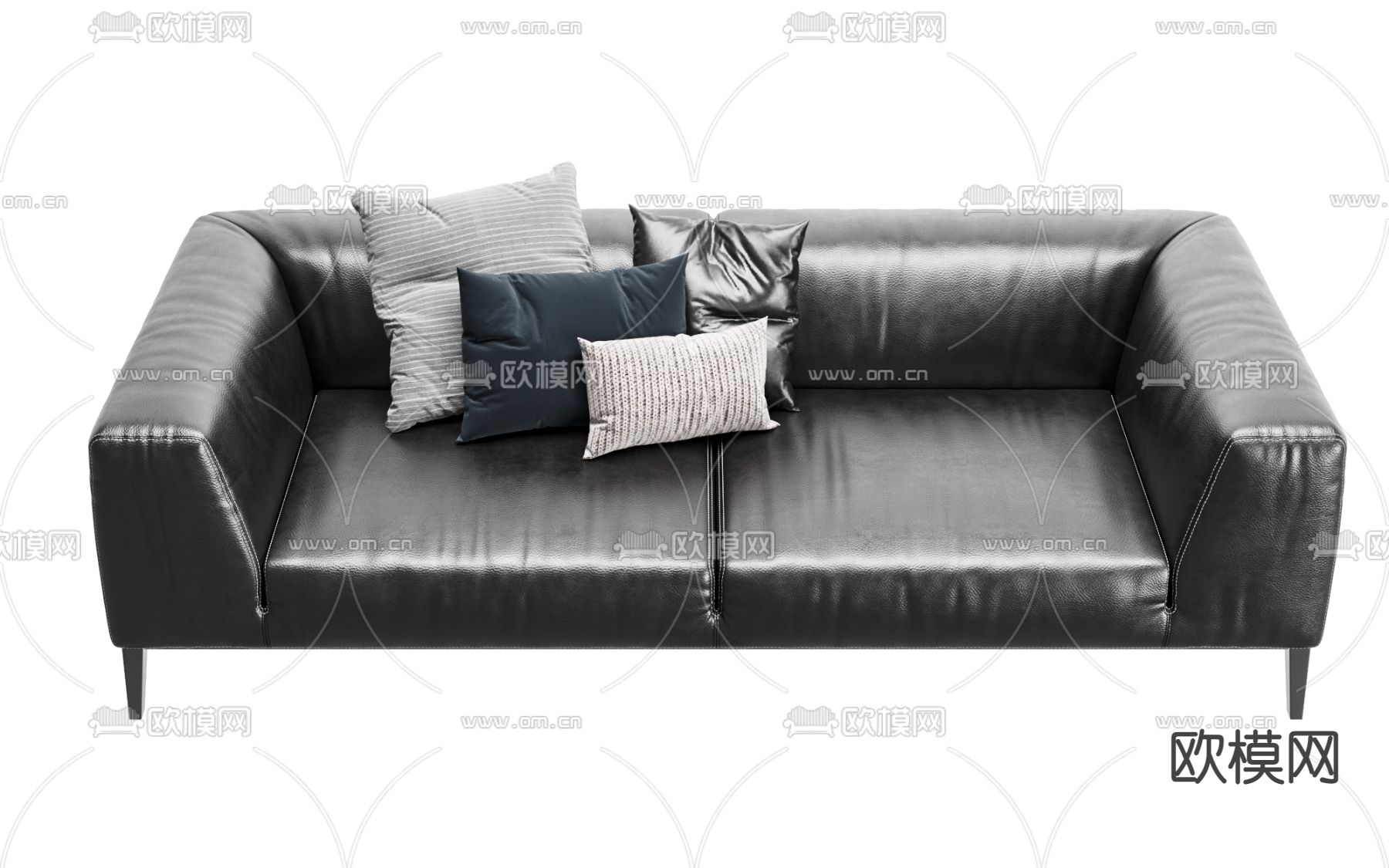现代皮革双人沙发3d模型下载（渲染图4）