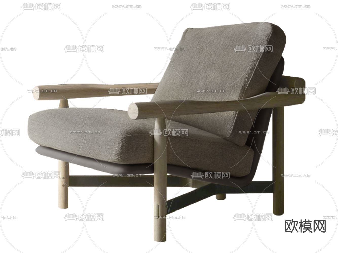 侘寂单人沙发su模型下载（渲染图1）